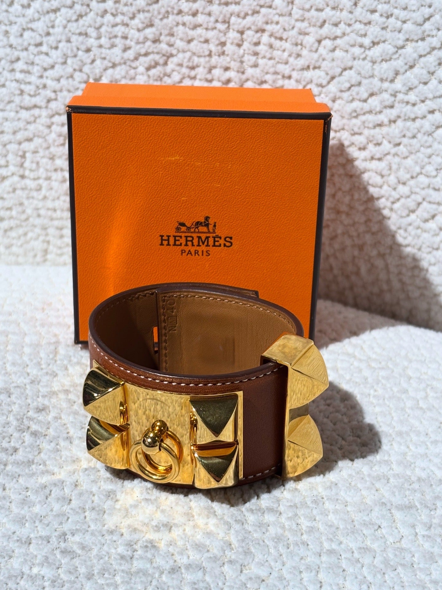 Hermés Collier de Chien Bracelet - Madame Calfskin & Gold Hardware