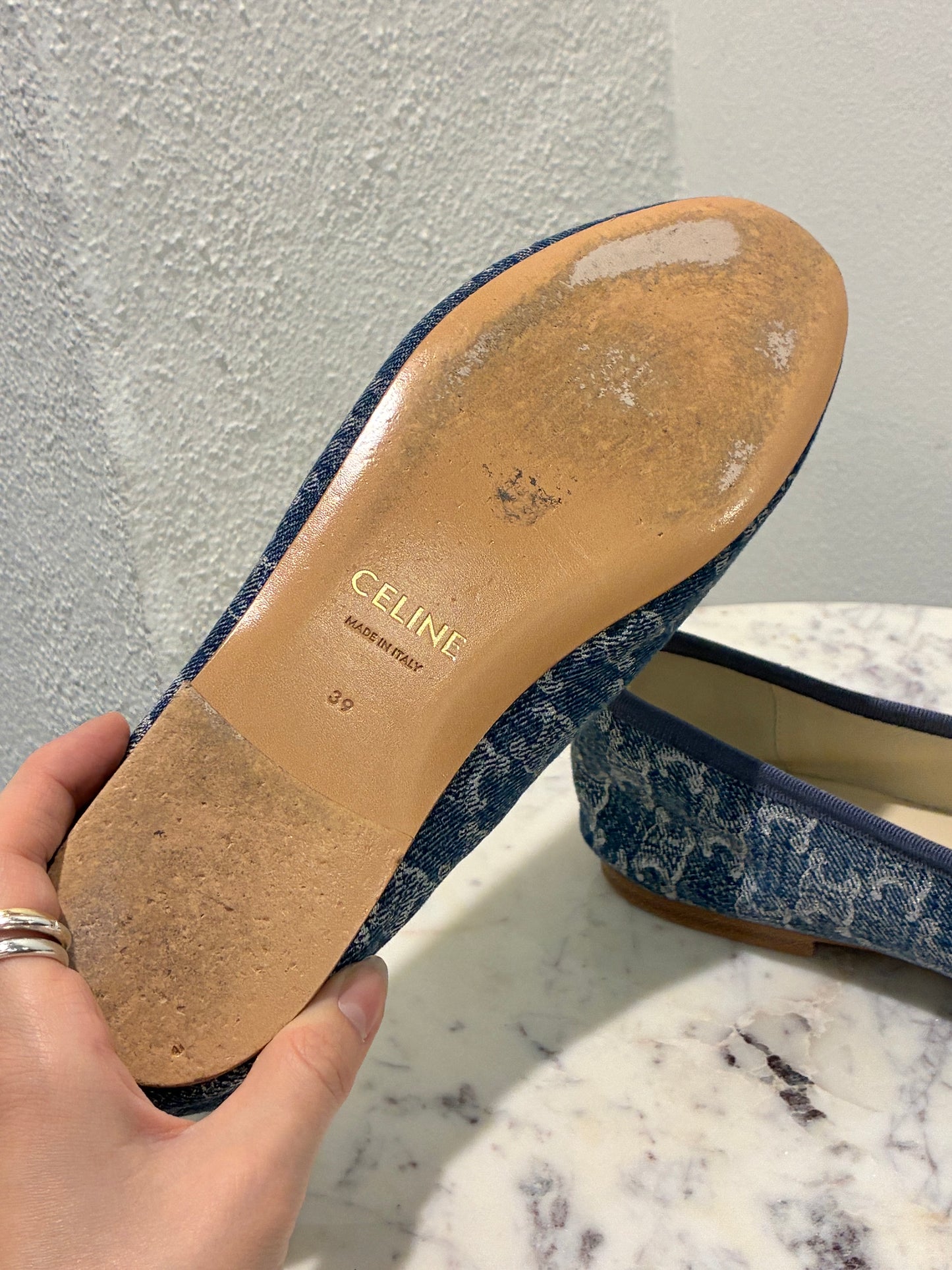 Celine Logo Ballerinas  – Denim - Size 39