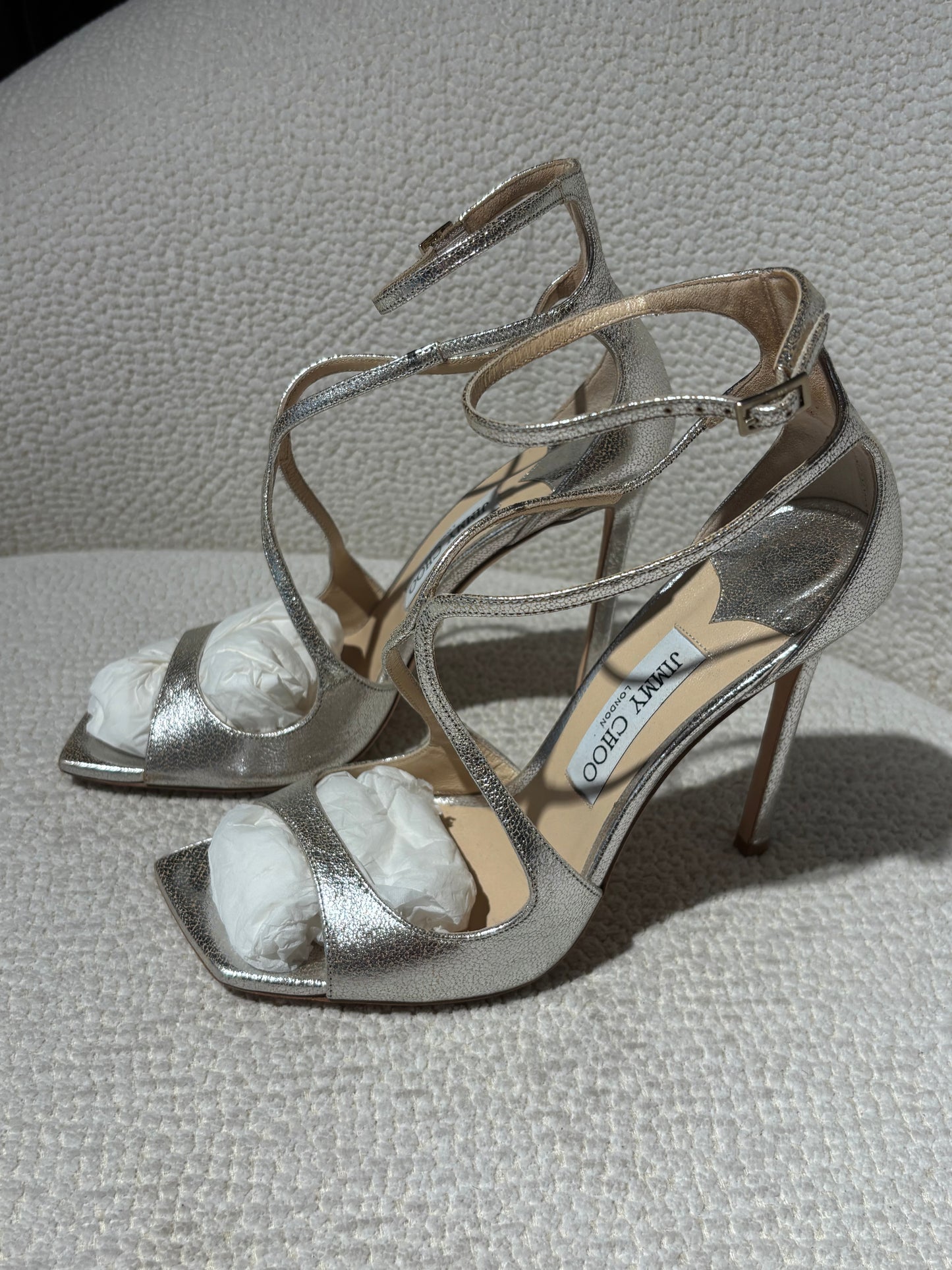 Jimmy Choo Heels – Silver Leather - EU 39