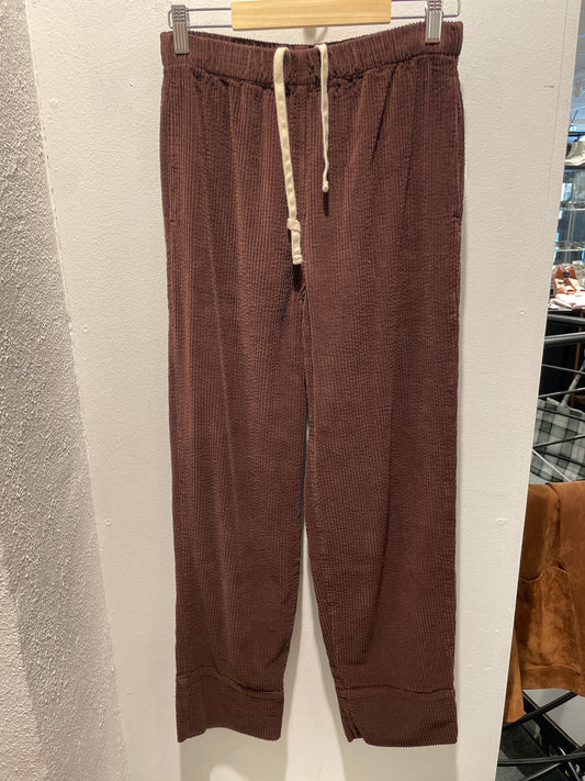 American Vintage Corduroy Lounge Trousers – Brown - Size Small - Medinas Wardrobe