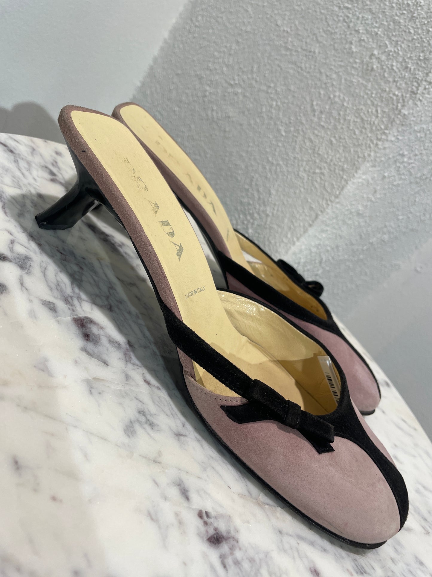 Prada Mule Heels – Old rose & black suede - EU 38,5