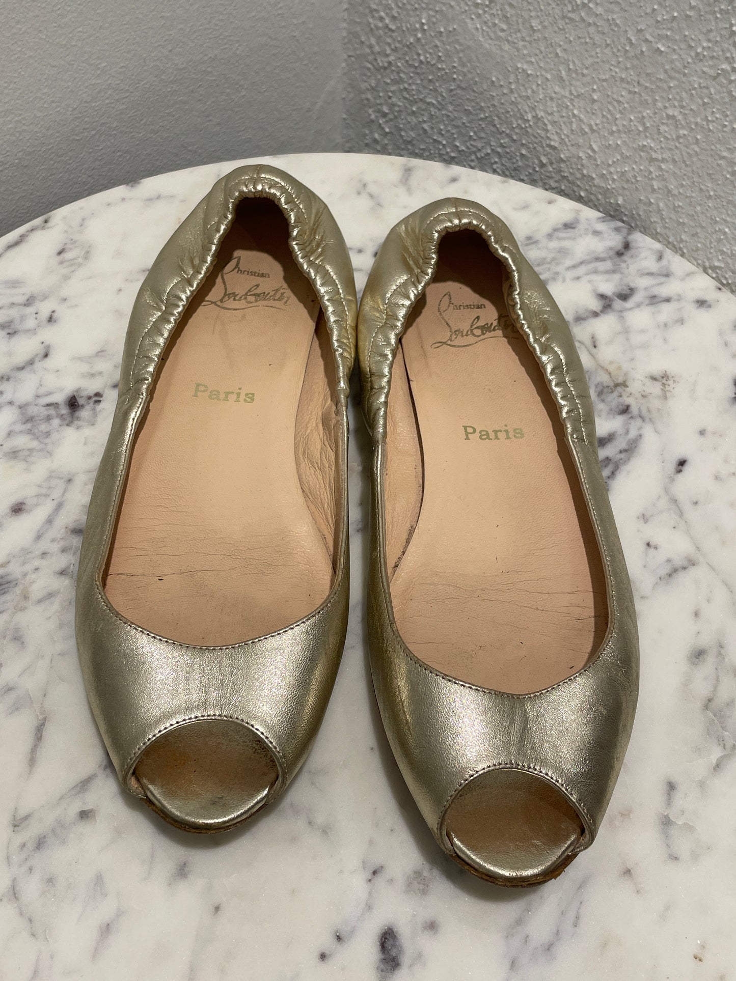 Christian Louboutin Ballerinas - Gold Leather - Open toe - 40