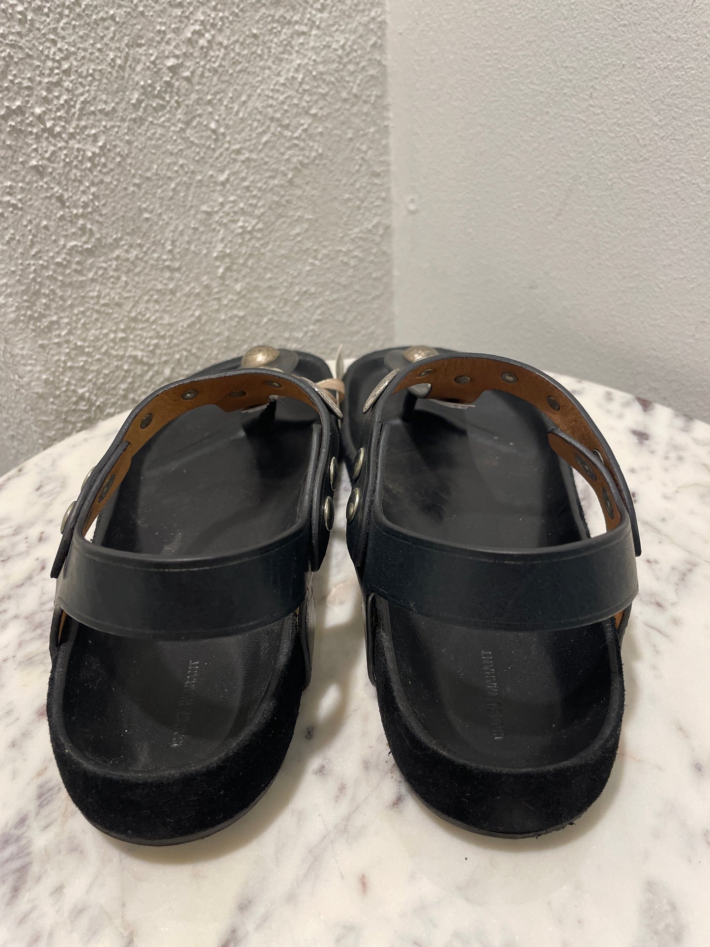Isabel Marant Studded Leather T-Strap Sandals - 38