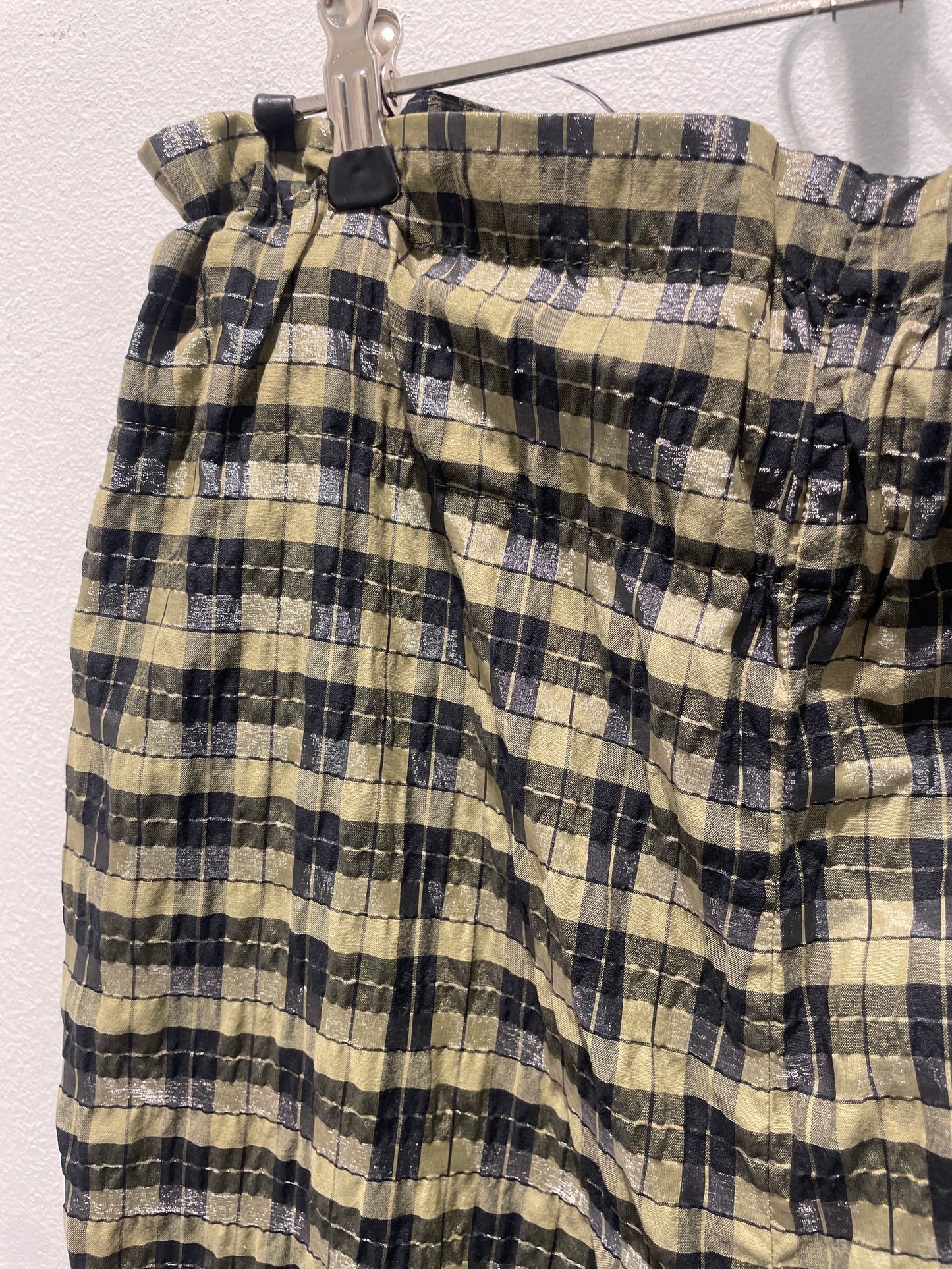 Ganni Plaid Metallic Wide-Leg Trousers - EU42