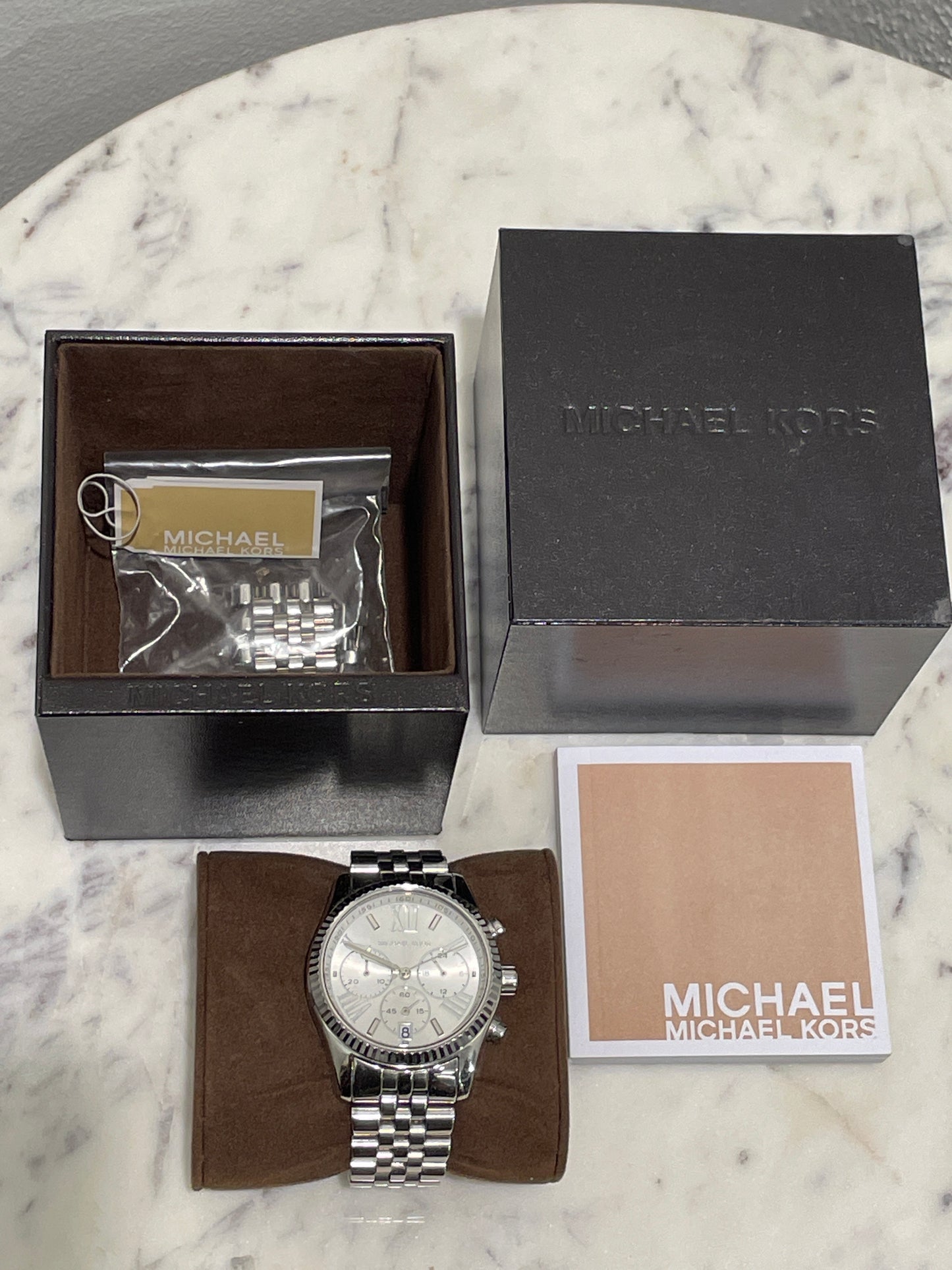 Michael Kors Lexington Chronograph Watch – Silver Stainless Steel
