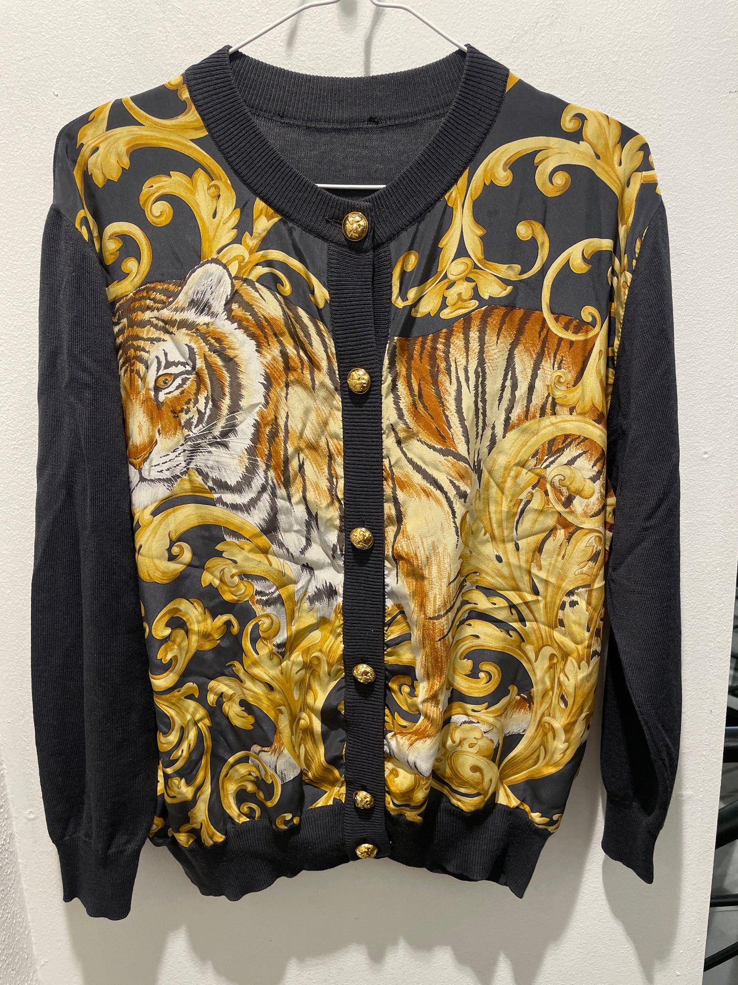 Salvatore Ferragamo Vintage – Iconic Tiger Print Silk Cardigan - L