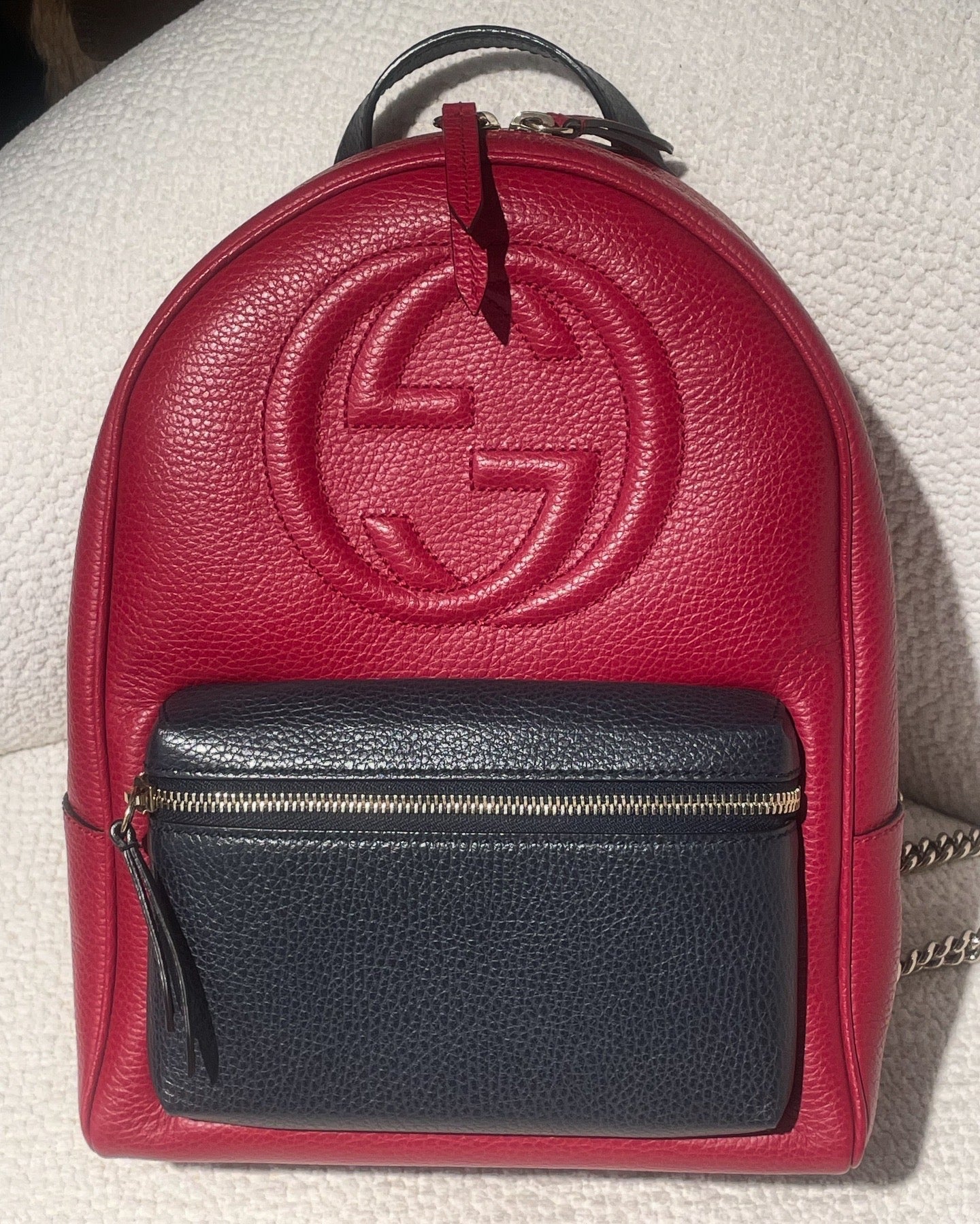Gucci Soho Backpack - Red & Navy Leather & GG Logo