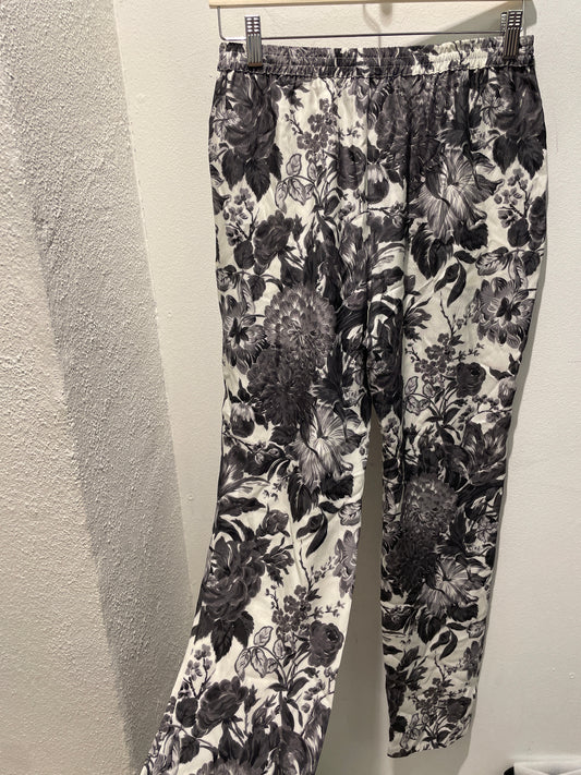 Stella McCartney Toile De Jouy Silk Trousers – Grey & White - S