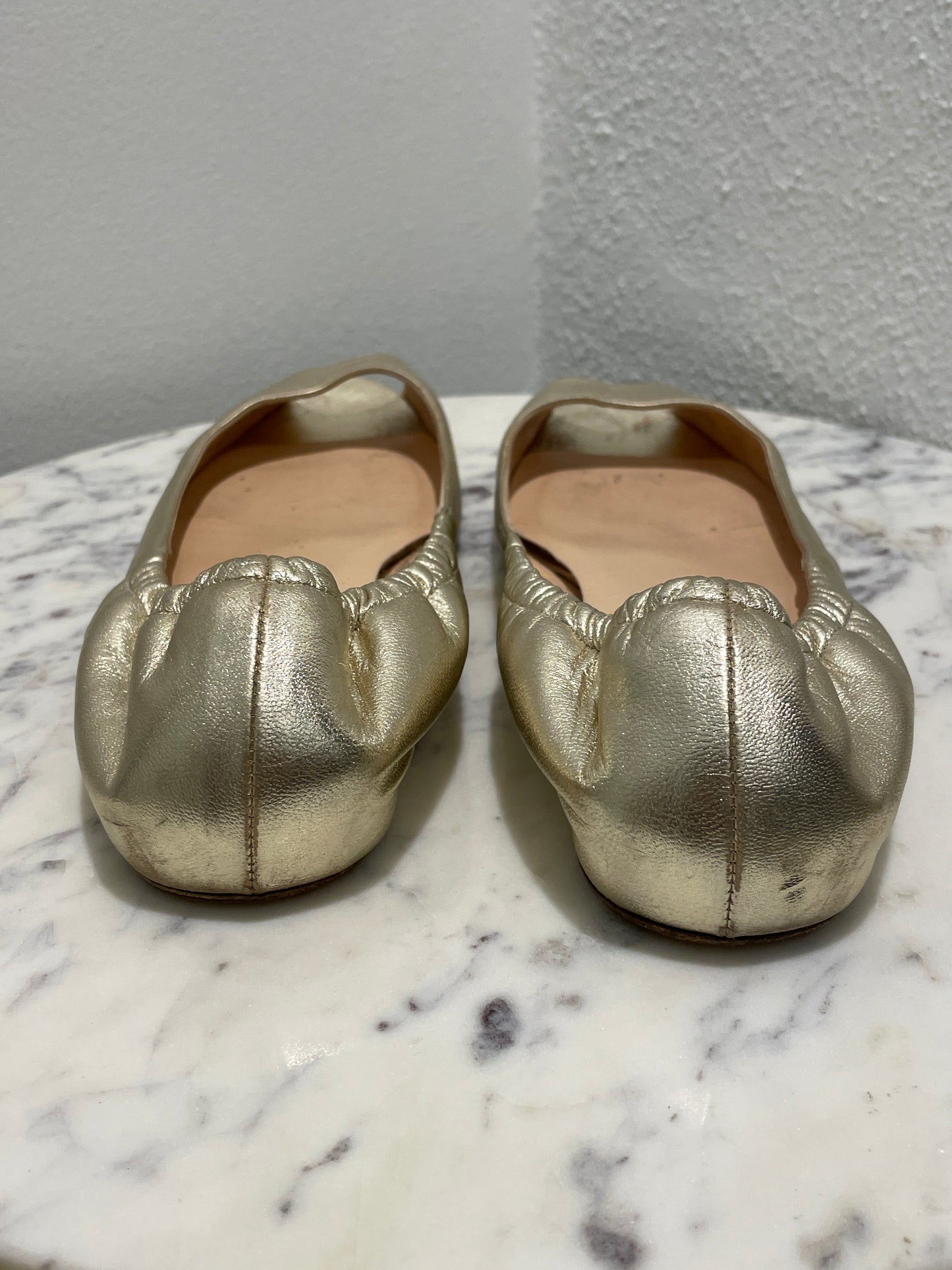 Christian Louboutin Ballerinas - Gold Leather - Open toe - 40