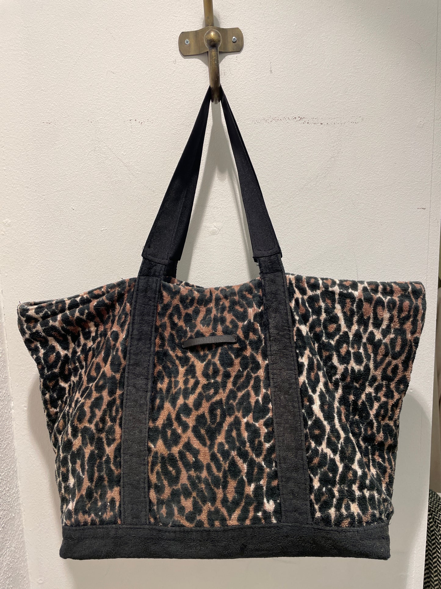 Dolce & Gabbana Beach Line Leopard Print Terry Cloth Beach Bag