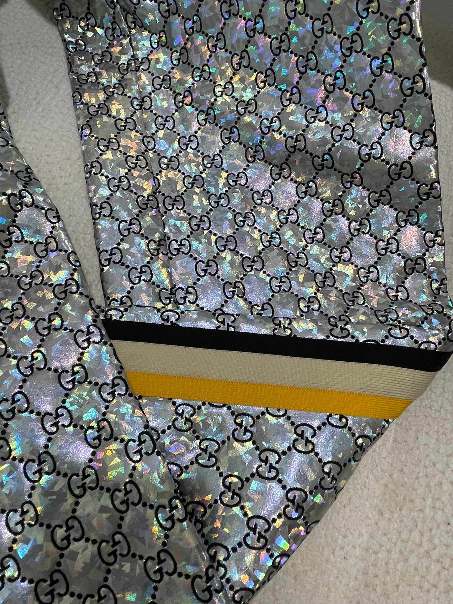 Gucci - Silver monogram pants with iridescent finish - S/M