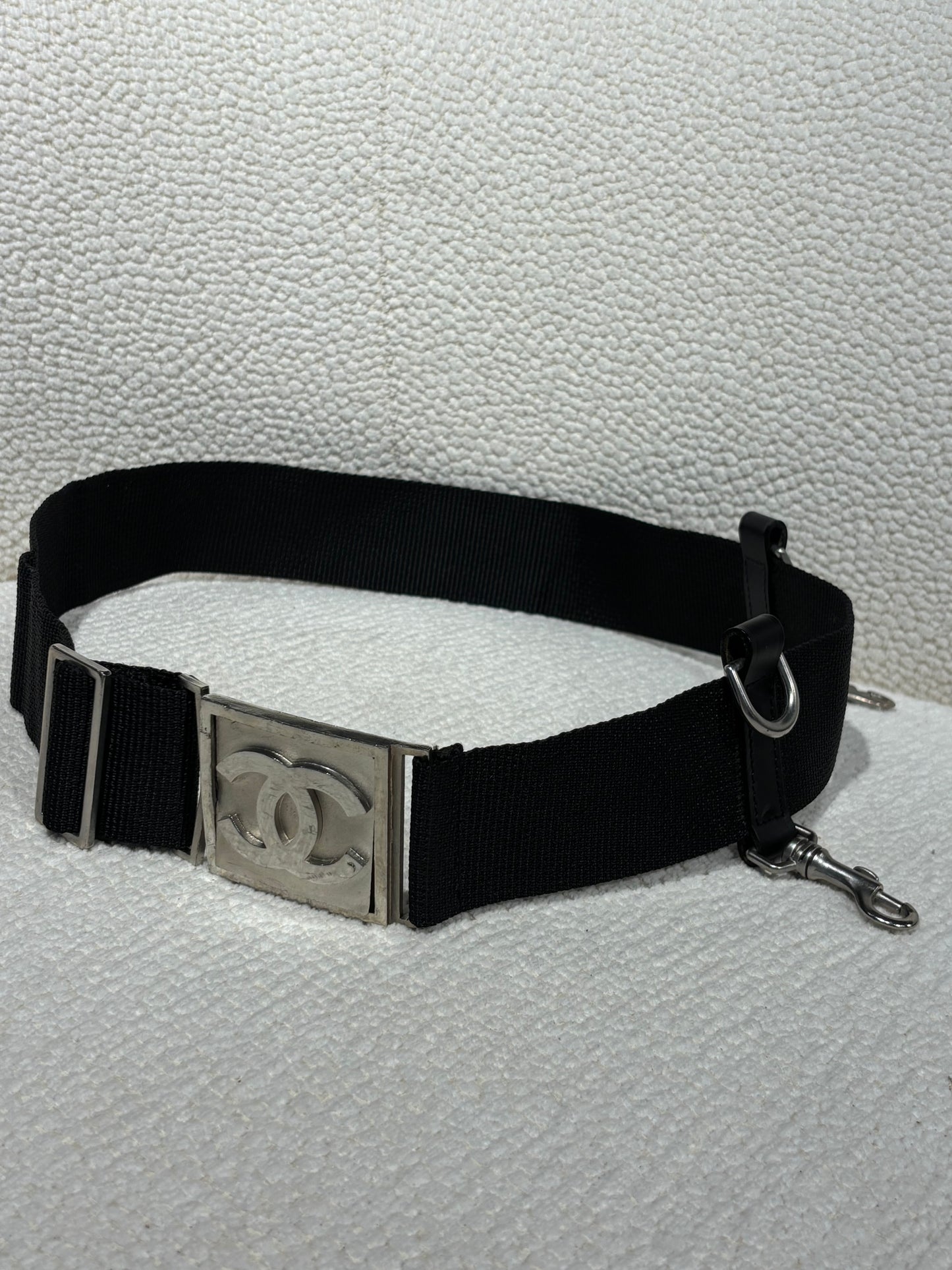 Chanel Belt – Black Canvas with Silver CC Buckle - Sport Line