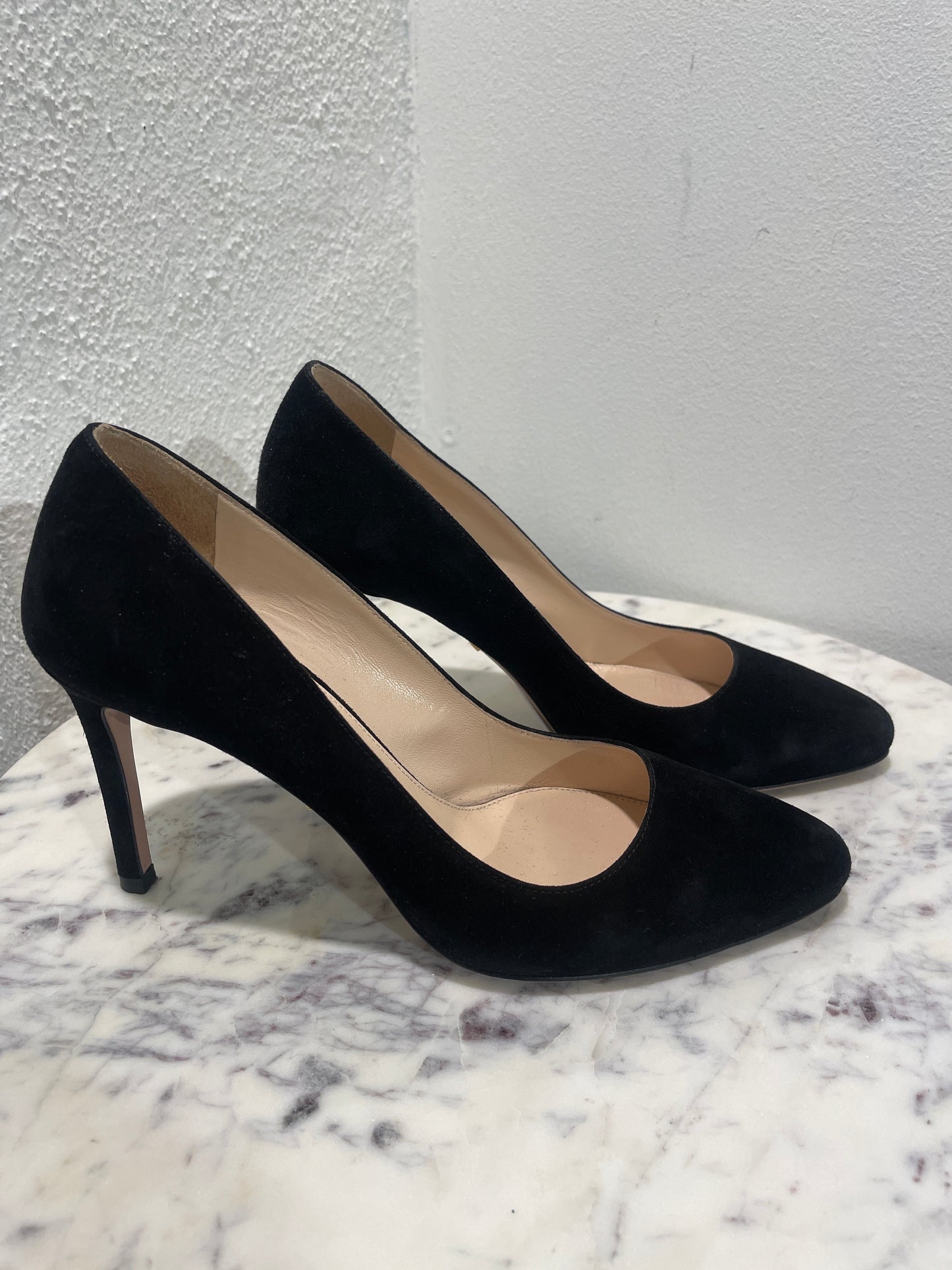 Classic Prada Black Suede Pointed-Toe Stiletto Pumps - 37