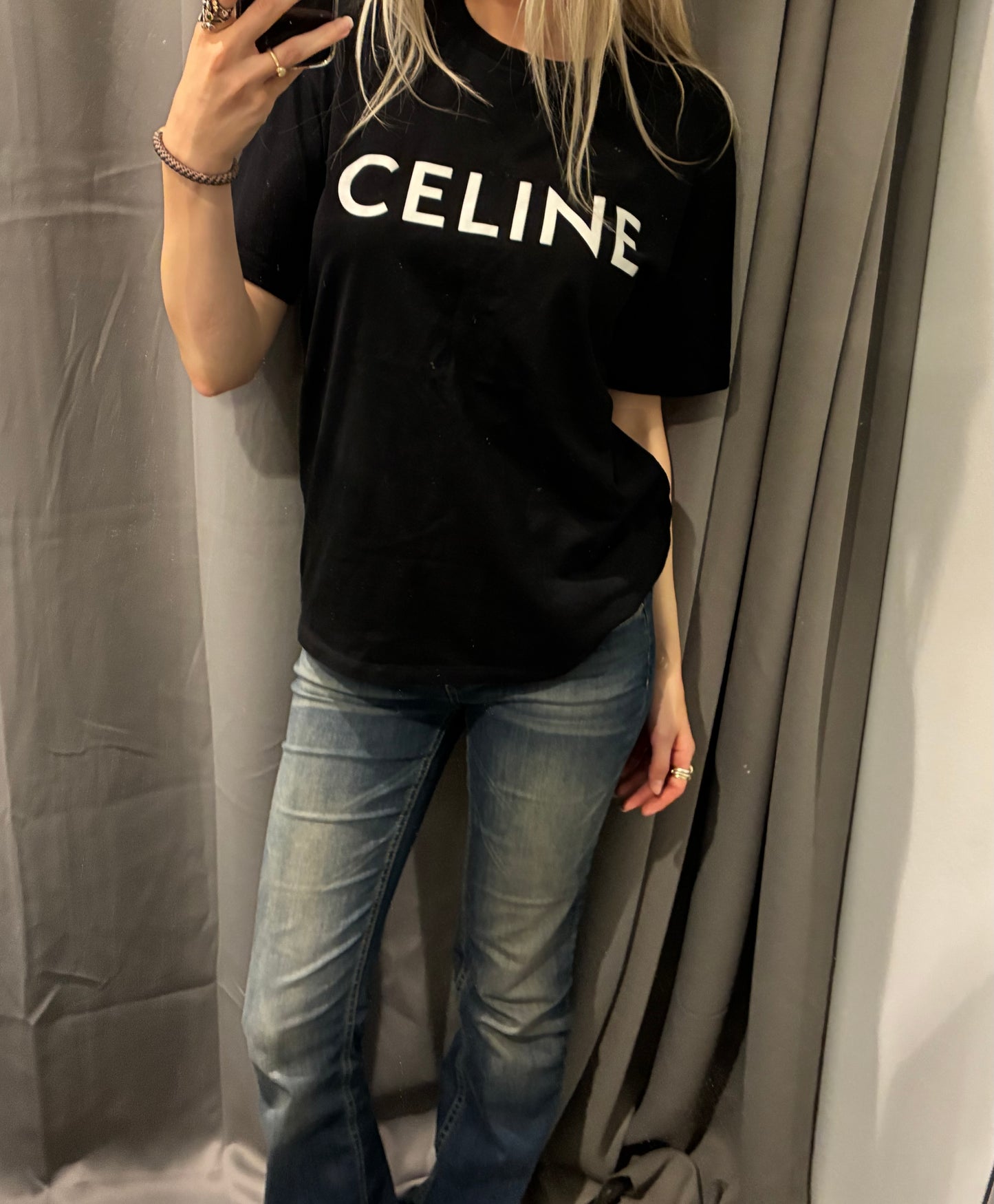 Celine Logo Tee - Black & White - Size M
