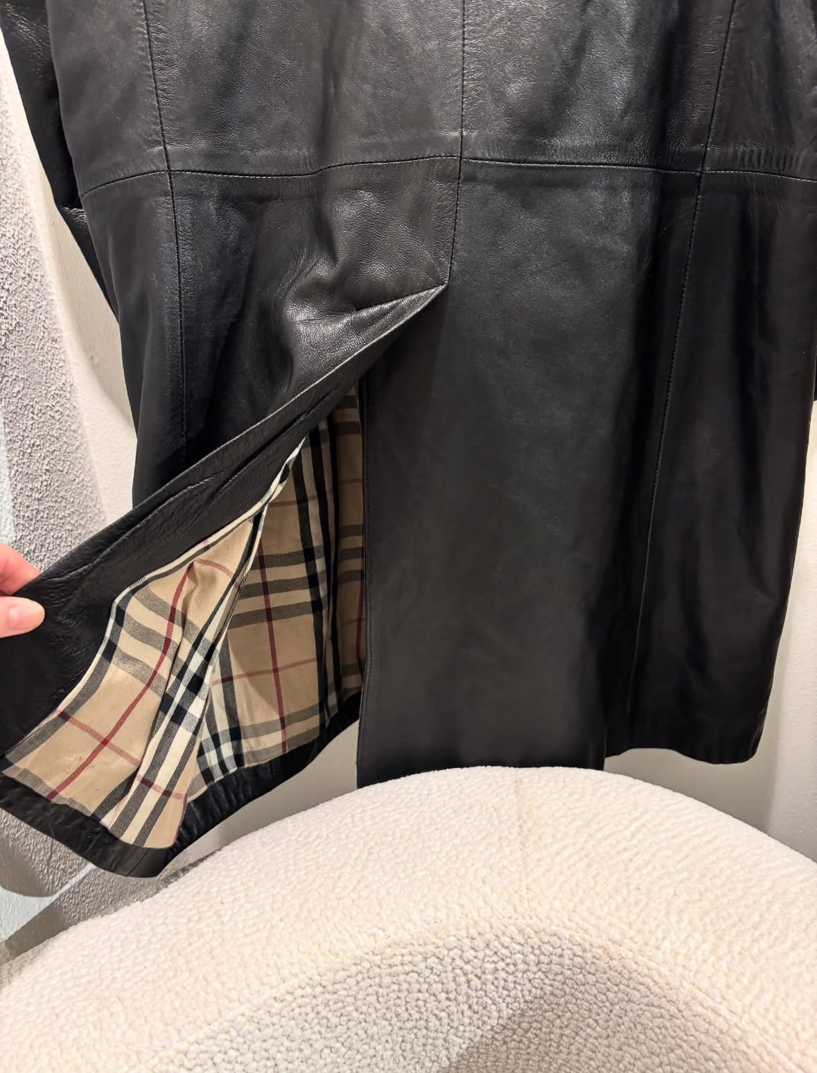 Burberry Leather jacket - Black & Monogram Lining - Size S/M