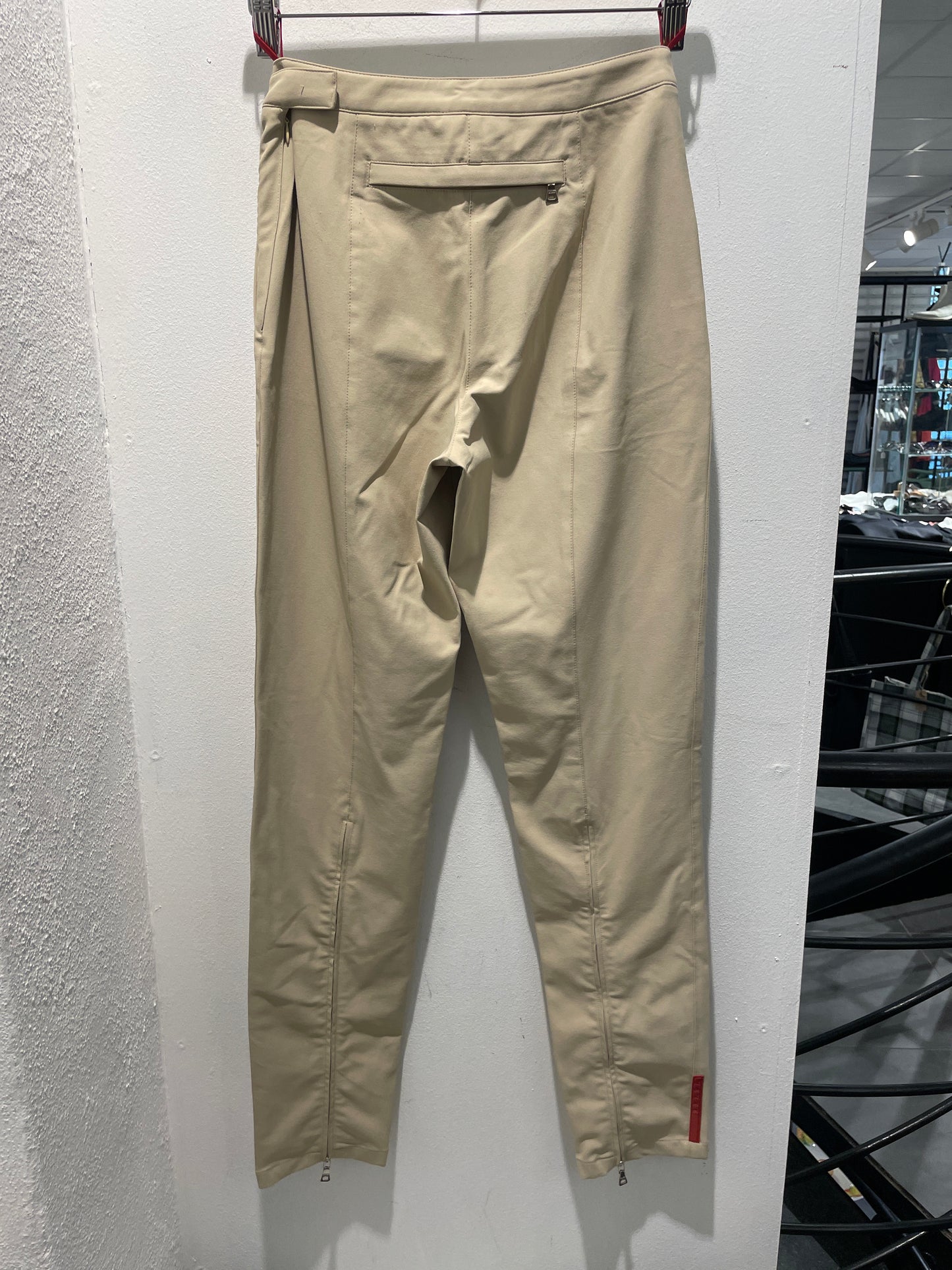 Prada Linea Rossa — Sand Technical Stretch Trousers with Adjustable Zip Hem - Size IT 38