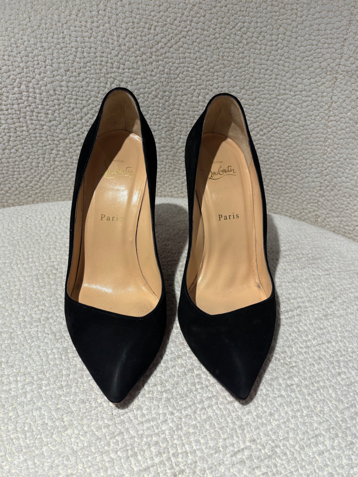 Christian Louboutin Heels – Black Suede with Red Soles - EU 40