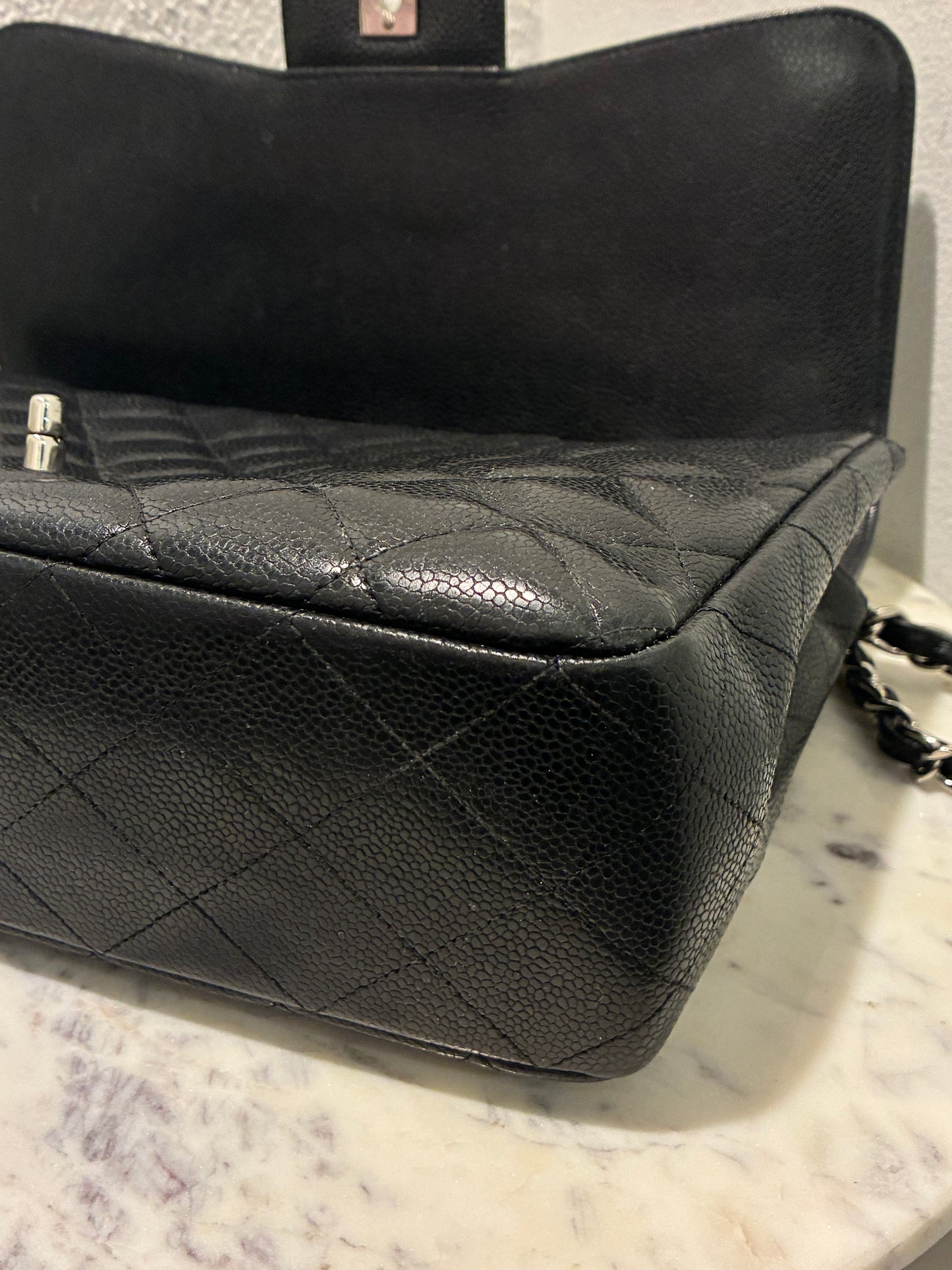 Chanel Jumbo Classic Single Flap – Black Caviar & Silver Hardware