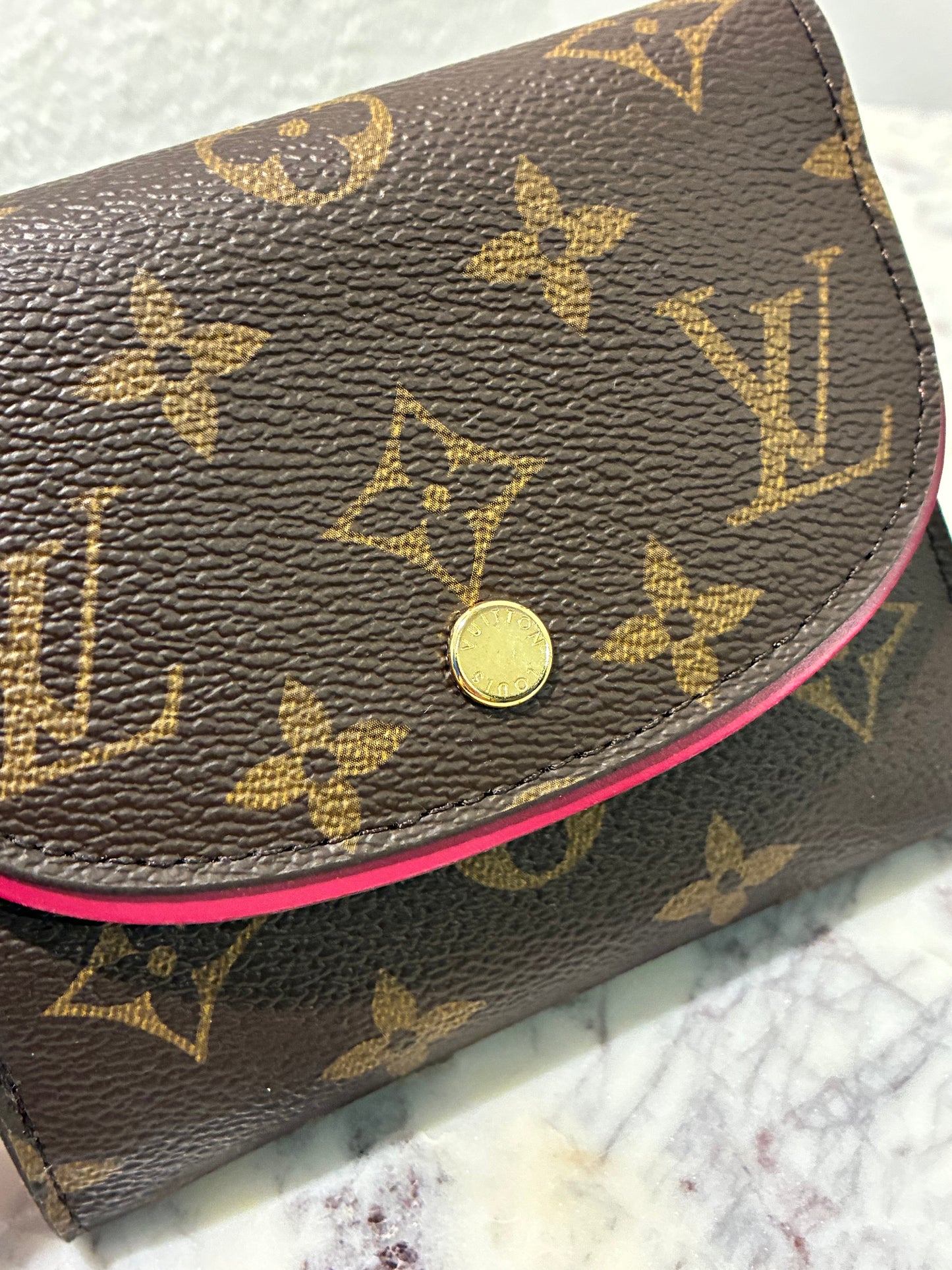 Louis Vuitton Wallet – Monogram Canvas & Rasberry/Burgundy inside