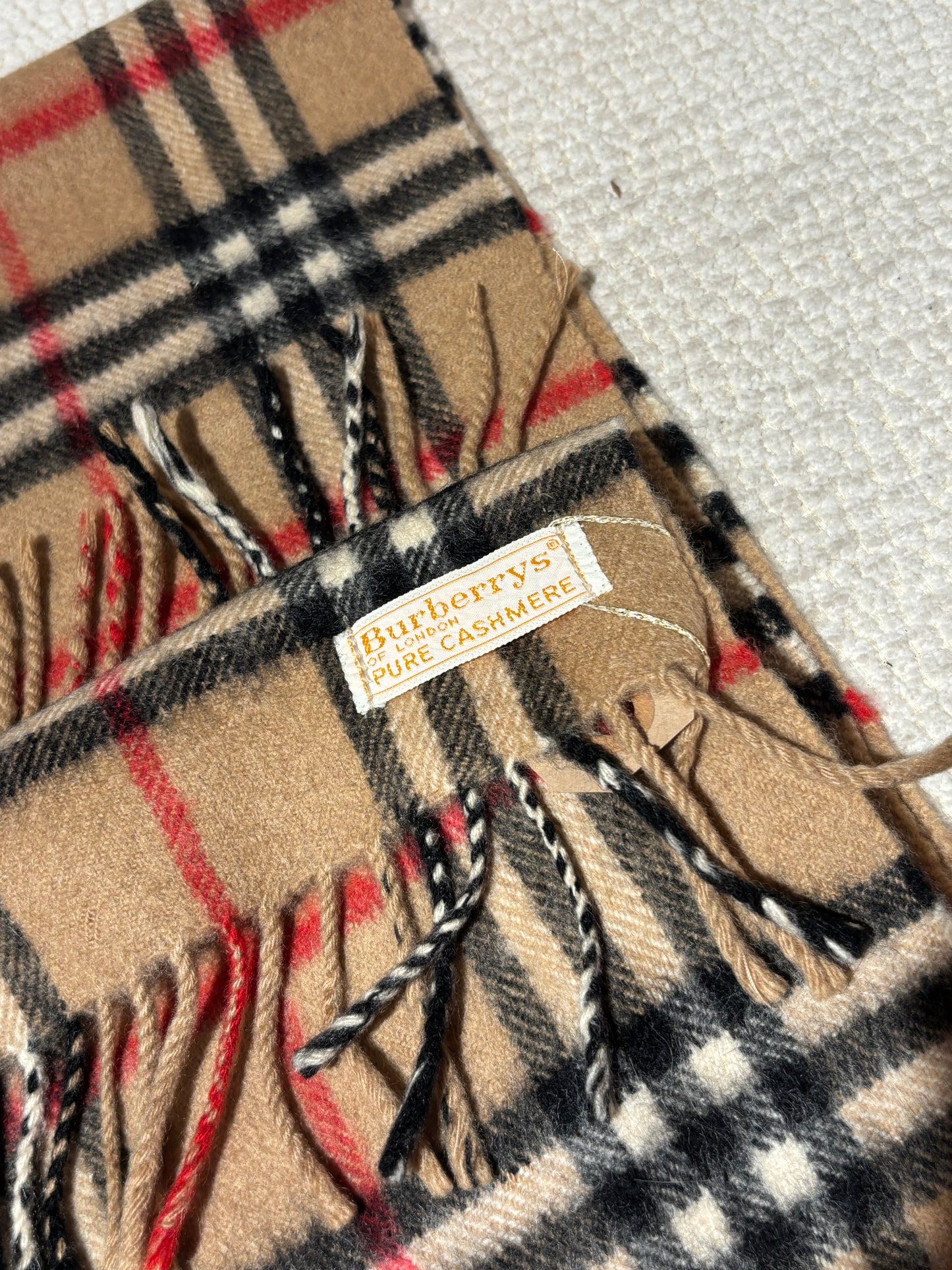 Burberry Cashmere Scarf – Brown, Black & Red