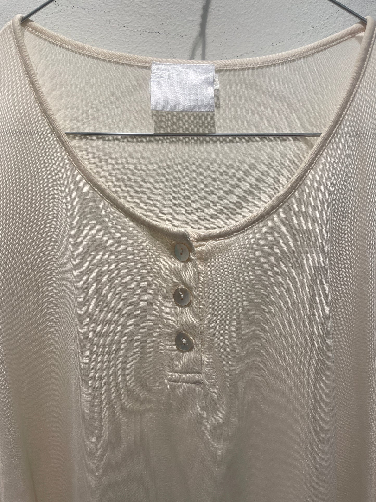 Honey Moon Ecru Pure Silk Henley Top - M/L