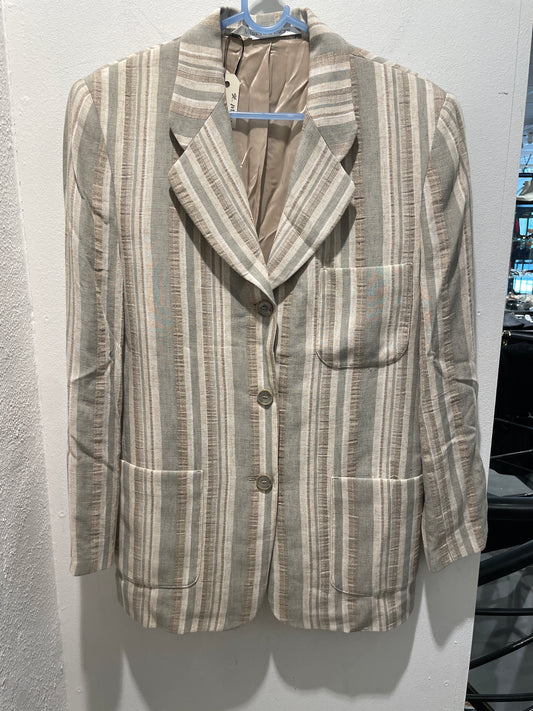 Vintage St. Michael Striped Blazer Jacket – Beige / Sage Green - EU42