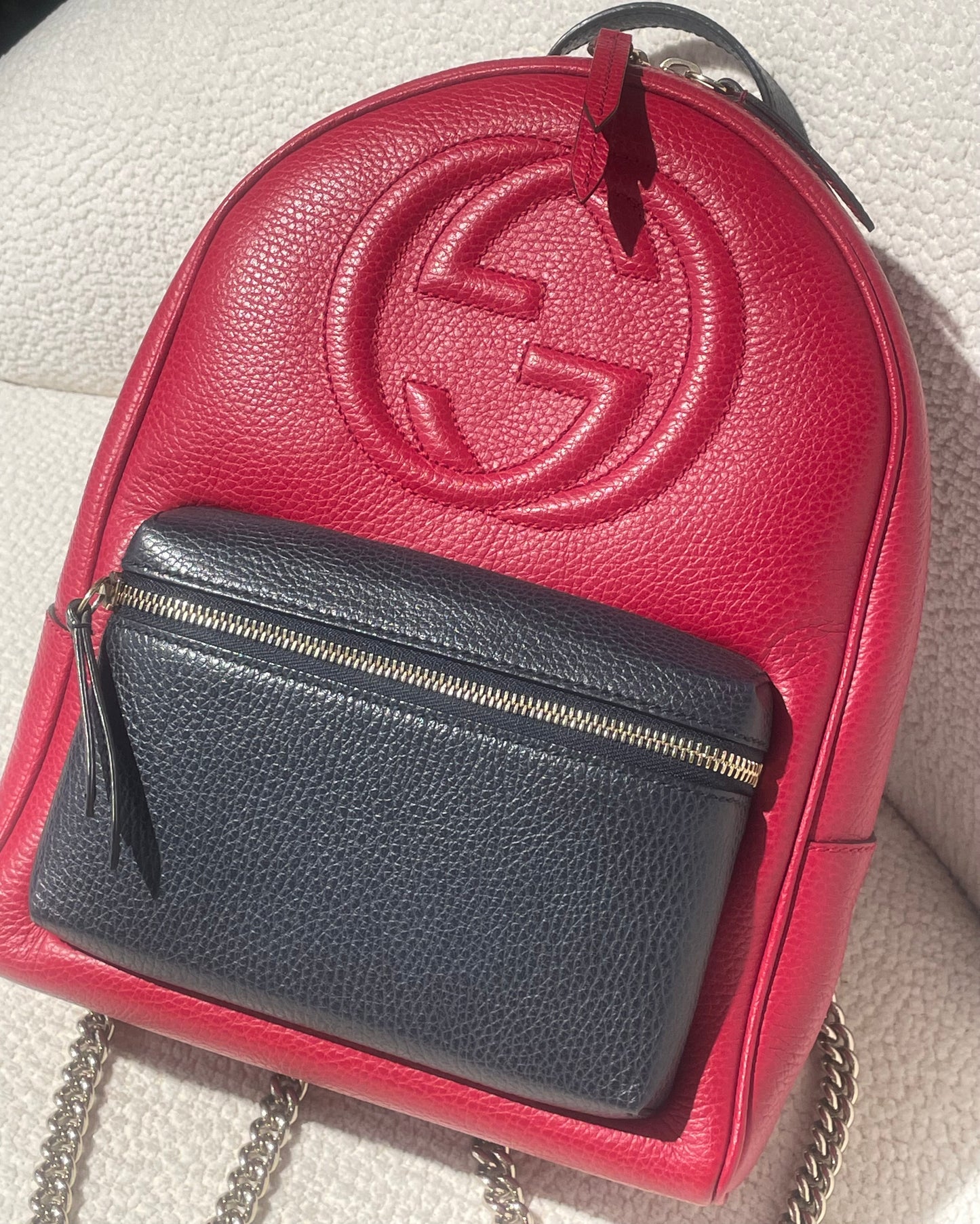 Gucci Soho Backpack - Red & Navy Leather & GG Logo