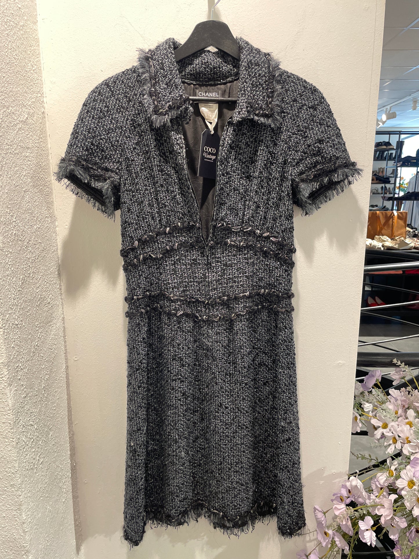 Chanel Dress – Tweed in Black, Grey & Silver - EU 36