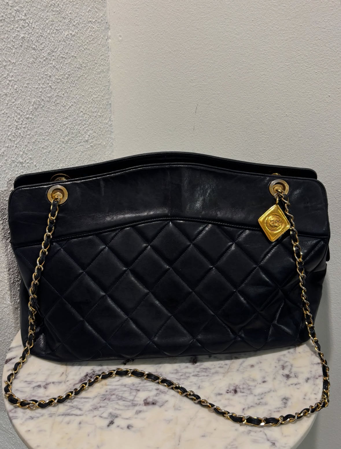 Chanel Vintage Tote - Black Lambskin & 24K Gold Hardware