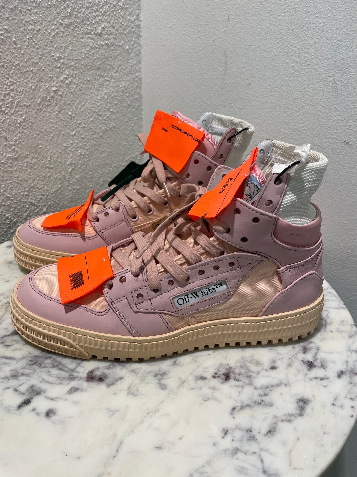 Off-White Off-Court 3.0 Pink Beige High-Top Sneakers with Tags - 38