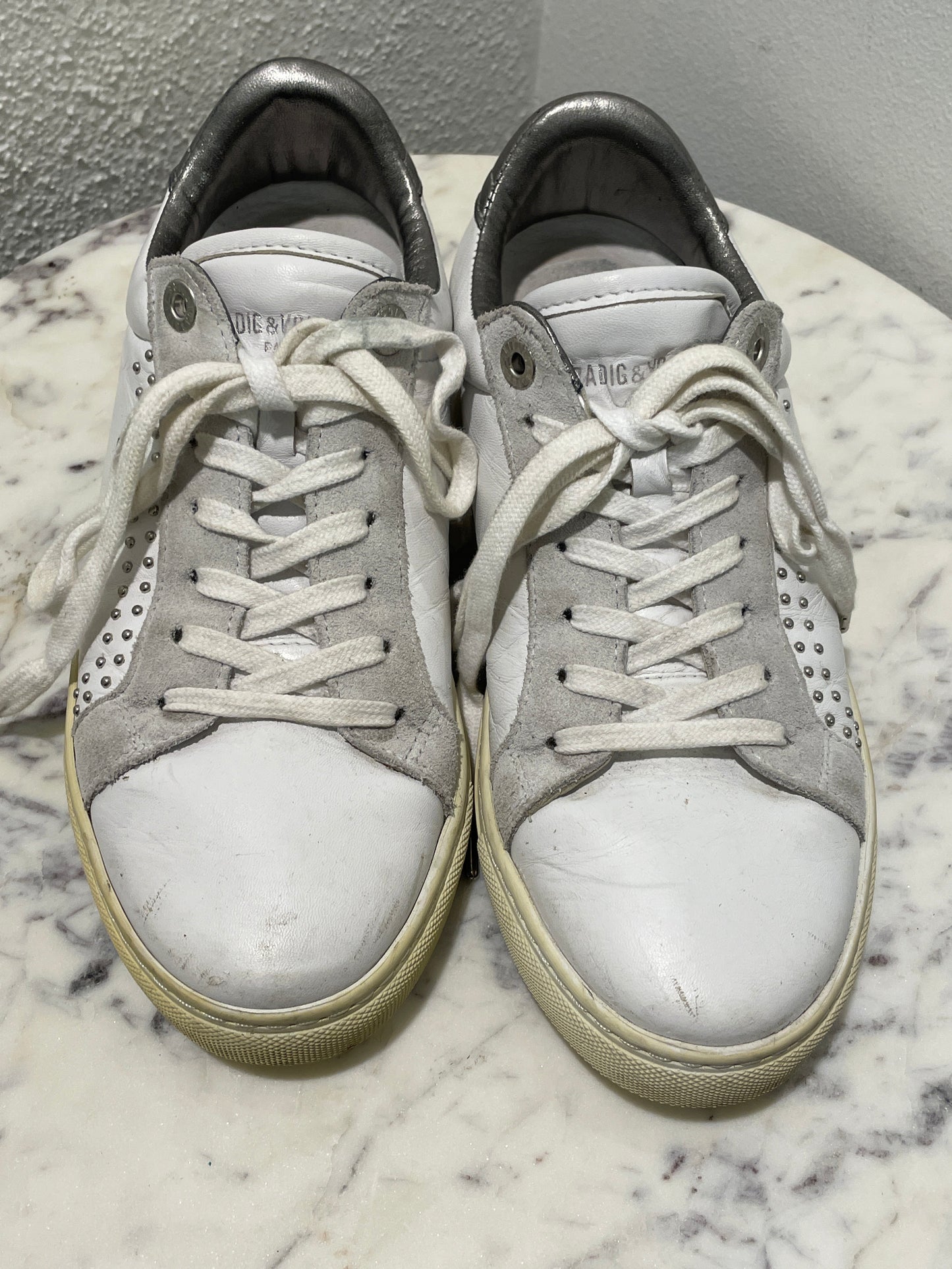 Zadig & Voltaire White Leather ZV1747 Sneakers - 38