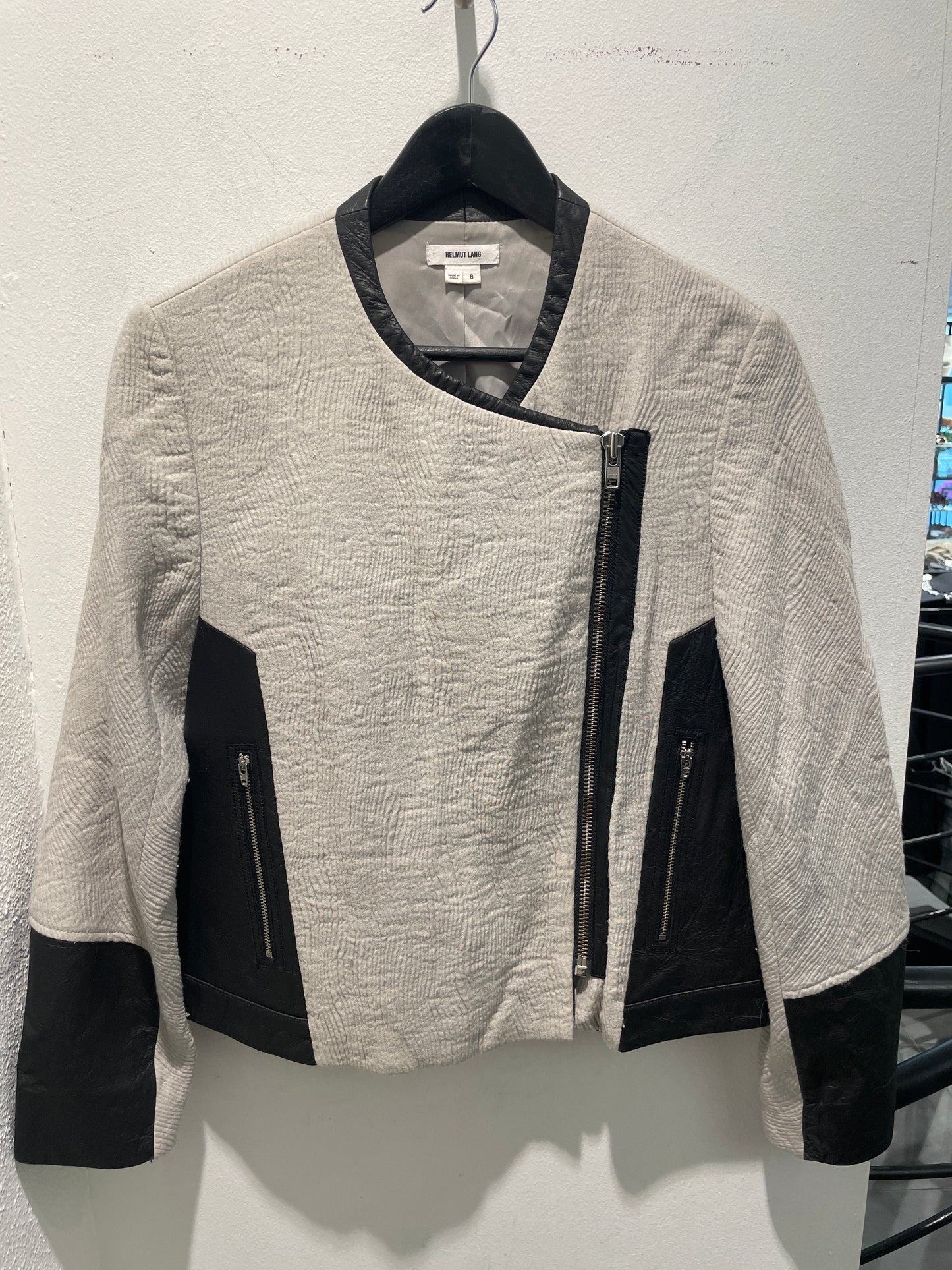 Helmut Lang Jacket – Light Grey & Black Leather - M