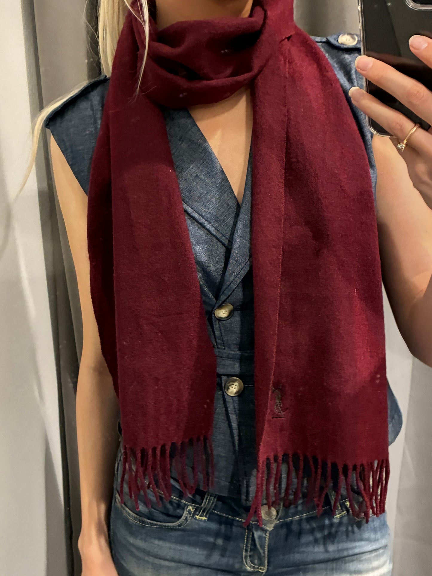 YSL Scarf - Cashmere - Burgundy & Black
