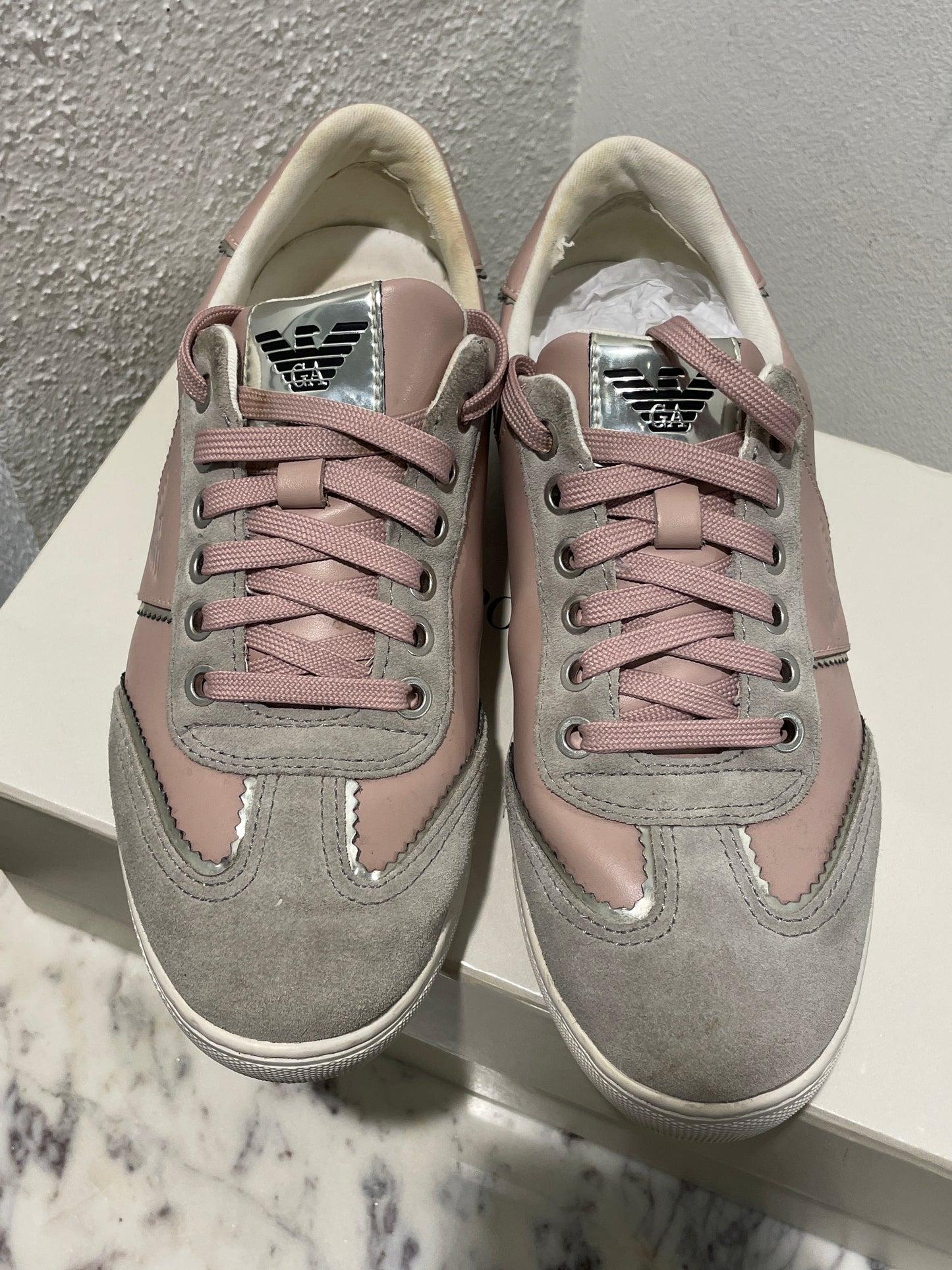 Emporio Armani Sneakers – Size EU 37 / Pink & Silver