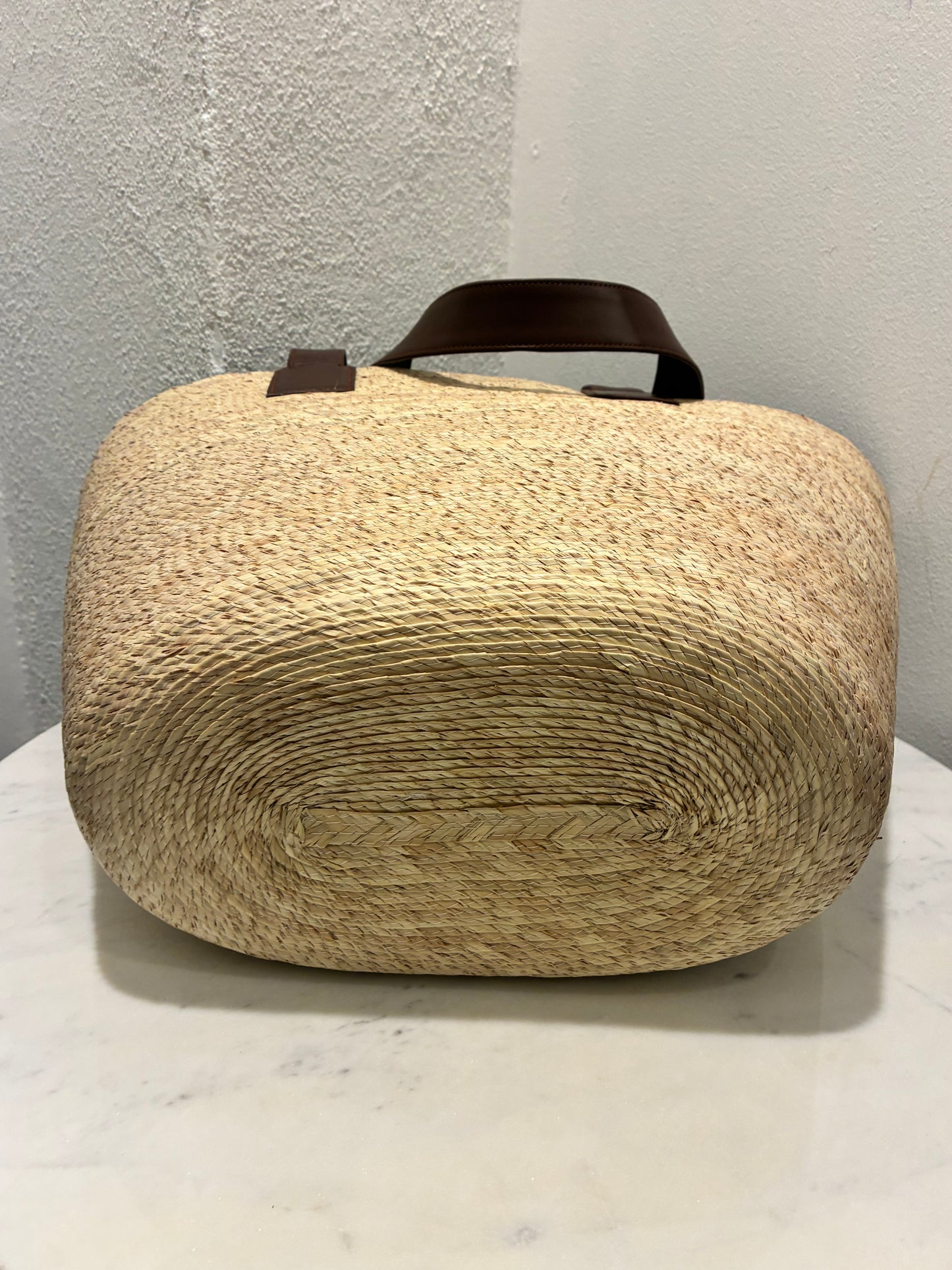 Altuzarra Raffia Tote – Raffia with Brown Logo Text