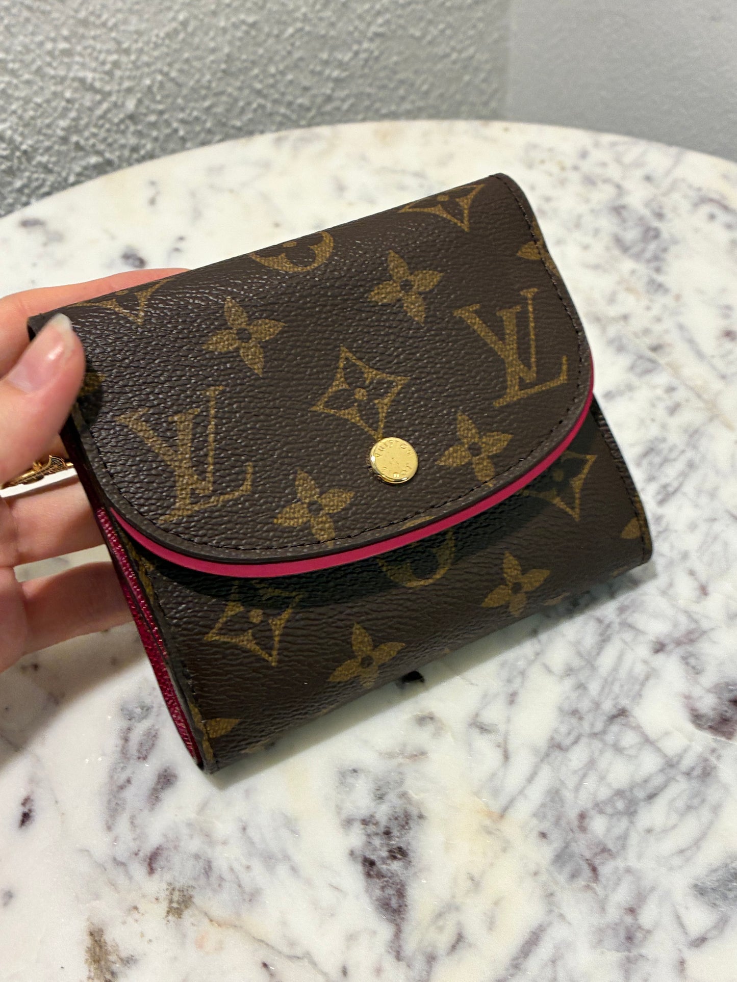Louis Vuitton Wallet – Monogram Canvas & Rasberry/Burgundy inside