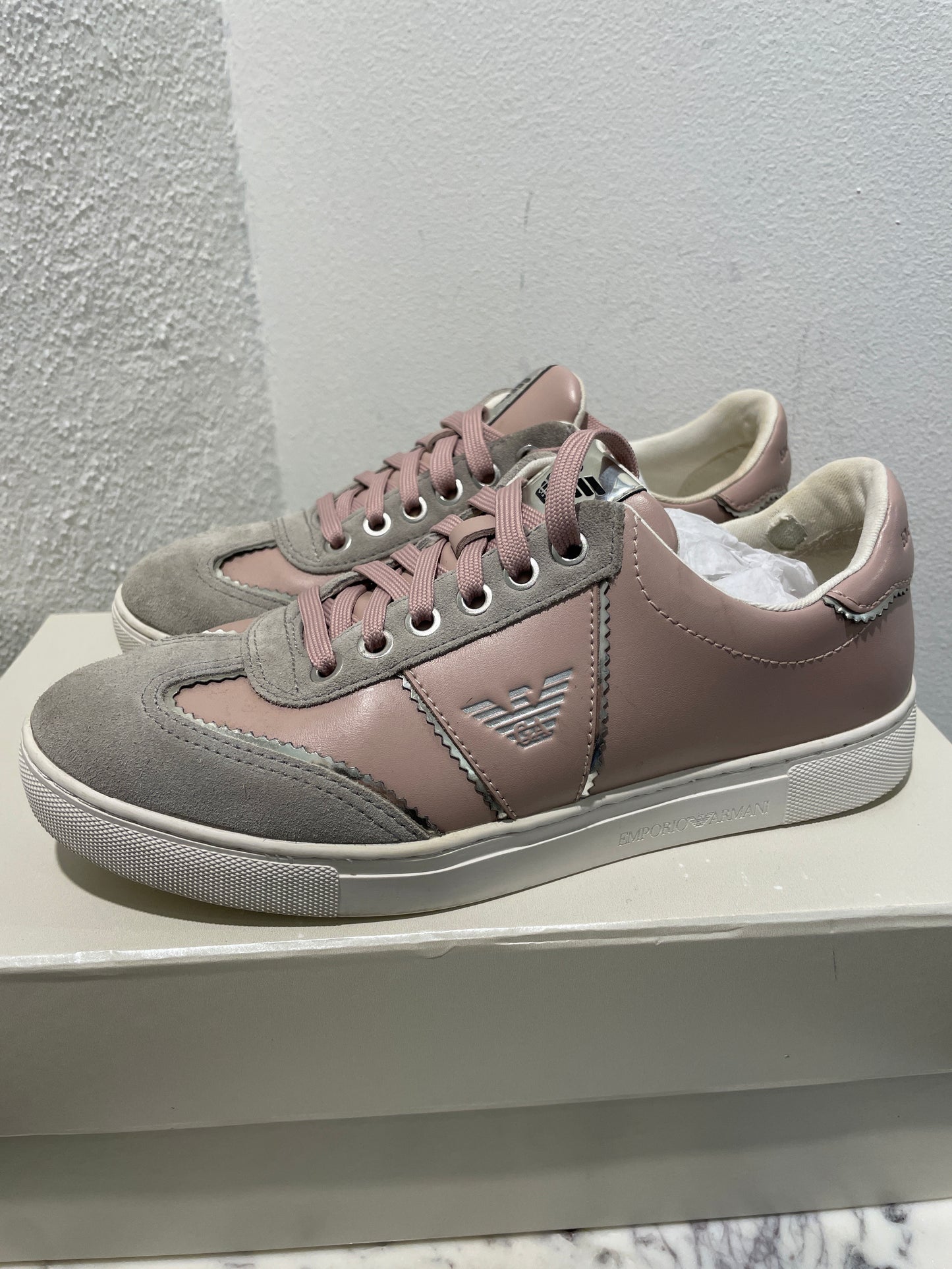 Emporio Armani Sneakers – Size EU 37 / Pink & Silver