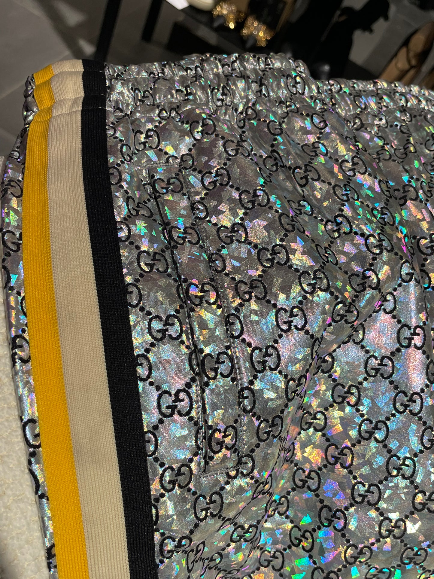 Gucci - Silver monogram pants with iridescent finish - S/M