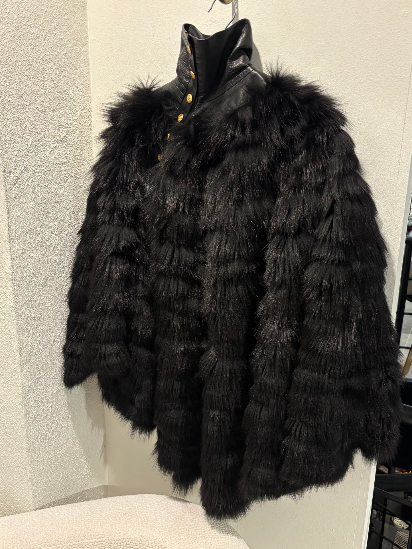 Peter Ingwersen Fur Poncho - Black Fox & Lambskin - Size S-M