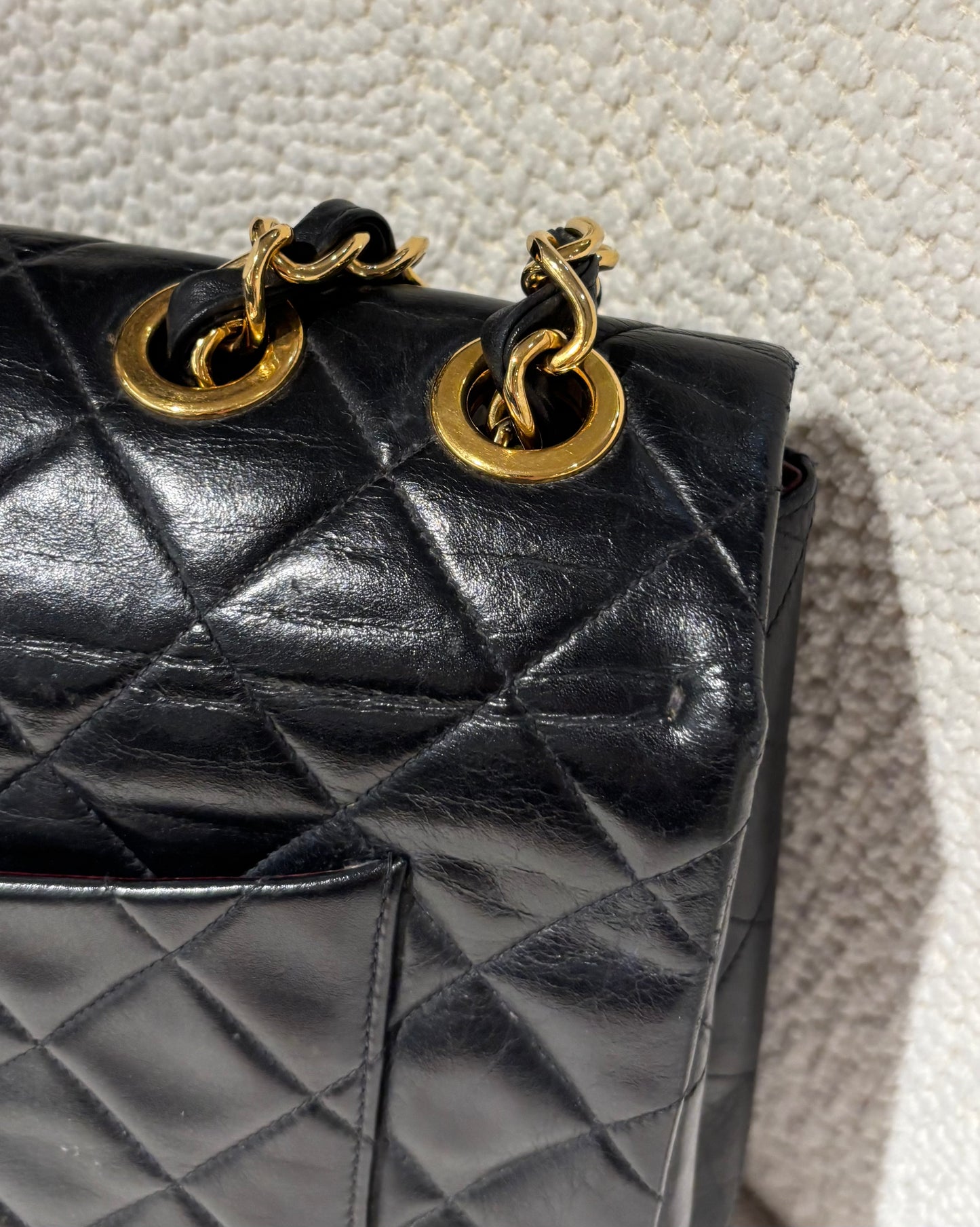 Chanel Vintage XL Classic Flap Bag – Black Lambskin & 24K Gold Hardware