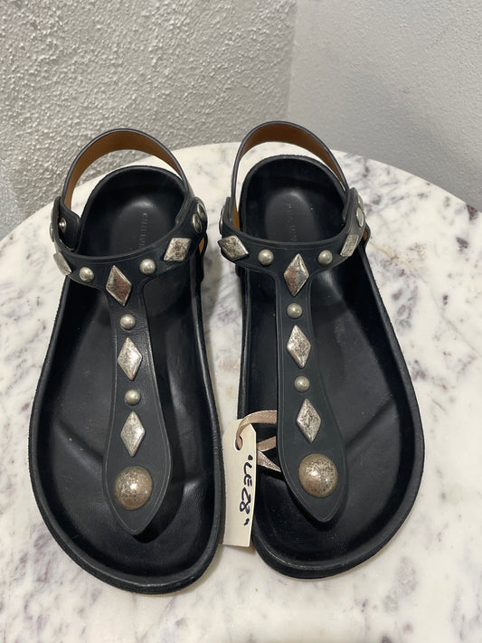 Isabel Marant Studded Leather T-Strap Sandals - 38
