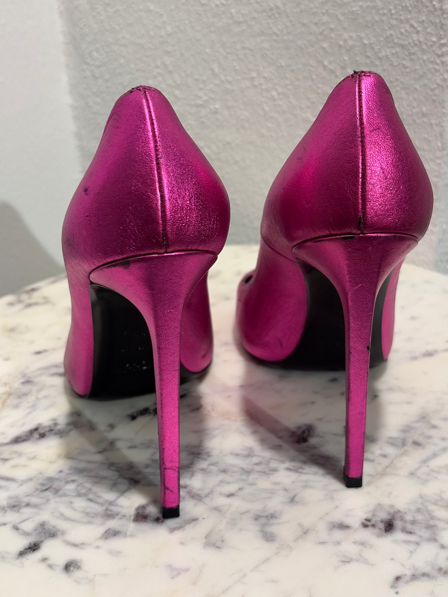 Saint Laurent Heels - Pink Metallic - 38.5 - Medinas Wardrobe