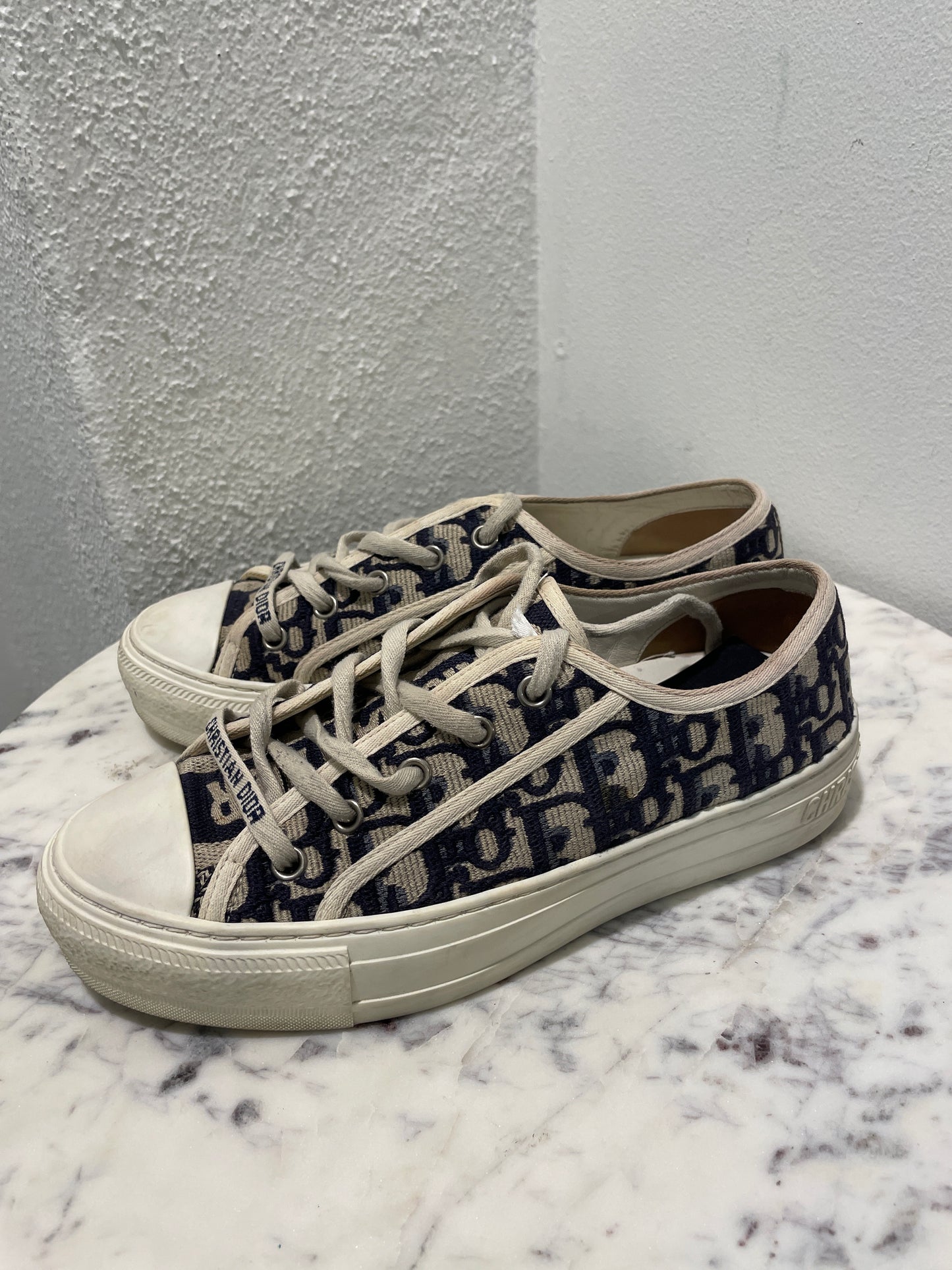 Christian Dior Walk'n'Dior Blue Oblique Embroidered Sneakers  - 36
