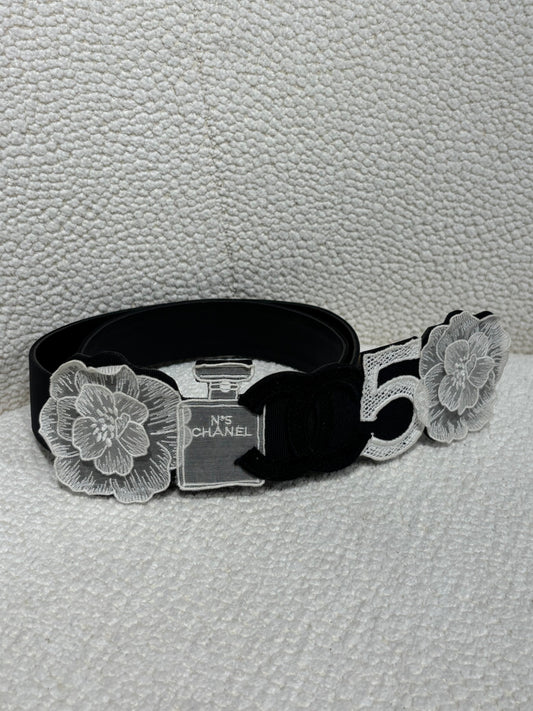 Chanel Belt – Black Canvas with Iconic Chanel Motifs