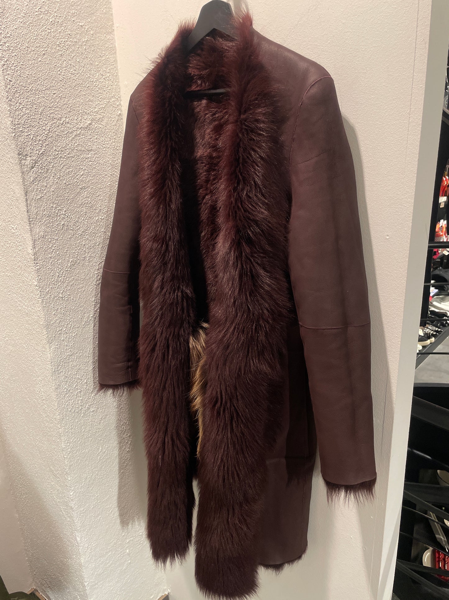 Malene Birger - Reversible Fur Coat - Burgundy - Lambskin and fox - Medinas Wardrobe