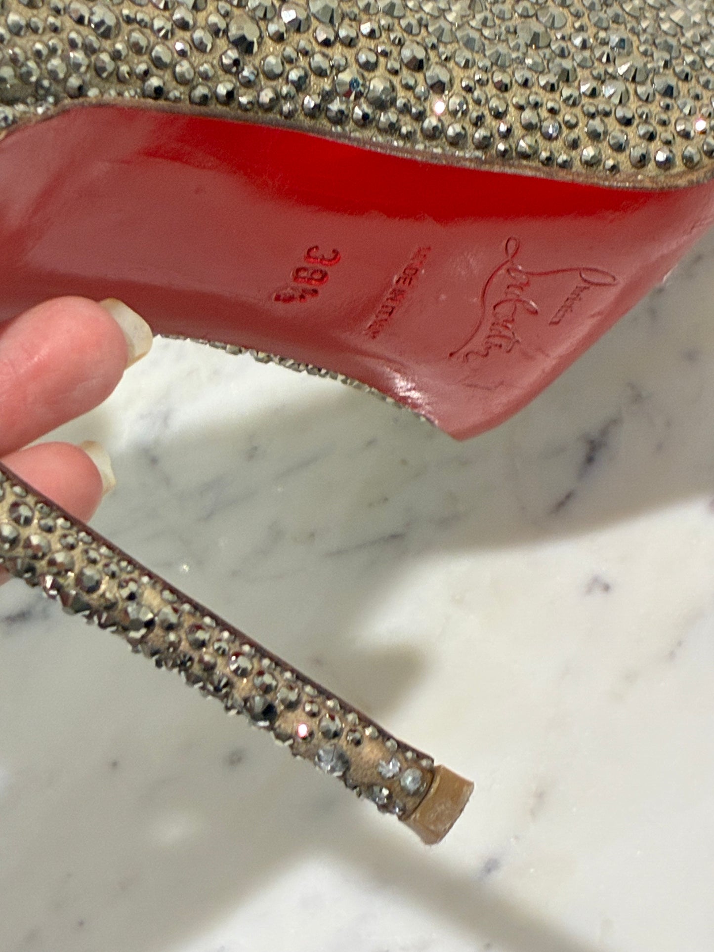 Christian Louboutin Heels - Fifi Strass 100 - Size 38,5