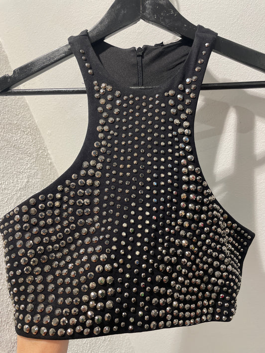 Cropped top - Black w. studs - Medinas Wardrobe - S