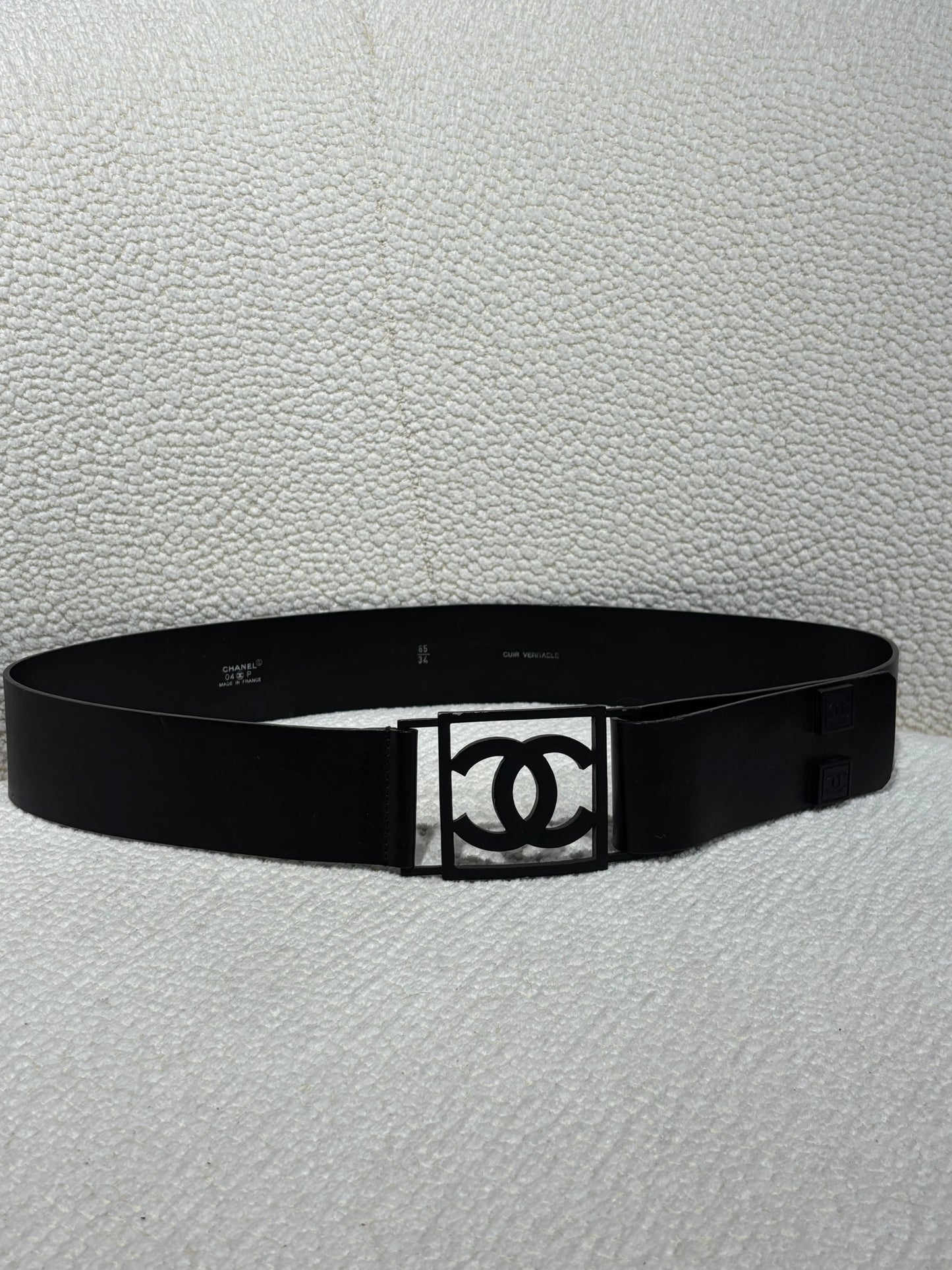 Chanel Belt – Wide Leather & Black Coated Sport Logo Metal Buckle