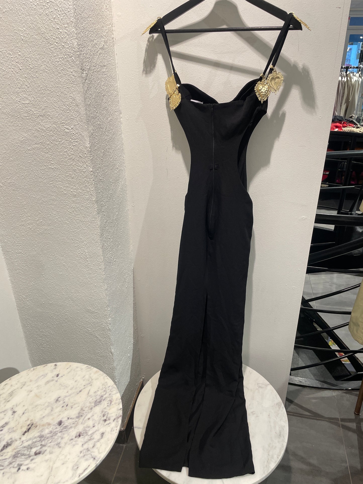 The Dolls House - Long black dress w. gold hearts - XS /S - Medinas Wardrobe