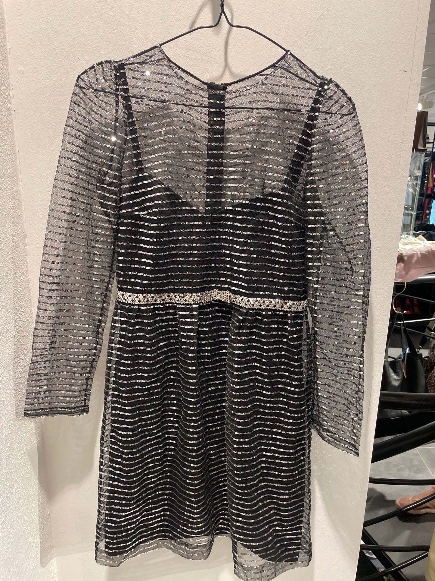 Marc Jacobs - Dress &  underdress - Black w. paillets & swarowski stones - 2/S  - Medinas Wardrobe